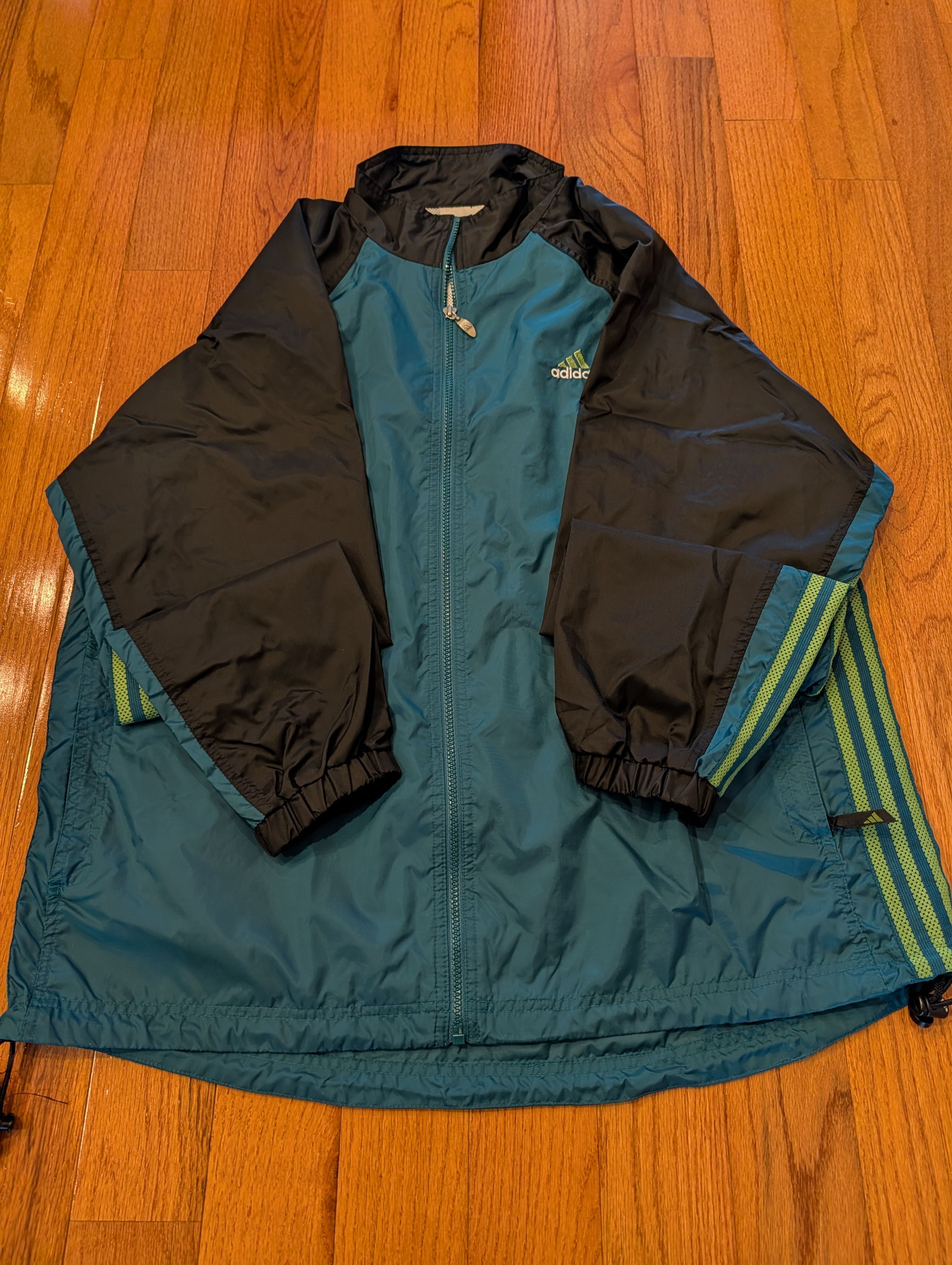Adidas Vintage 90s Adidas Jacket Windbreaker Three-Striped Hooded Size US L / EU 52-54 / 3 - 1 Thumbnail