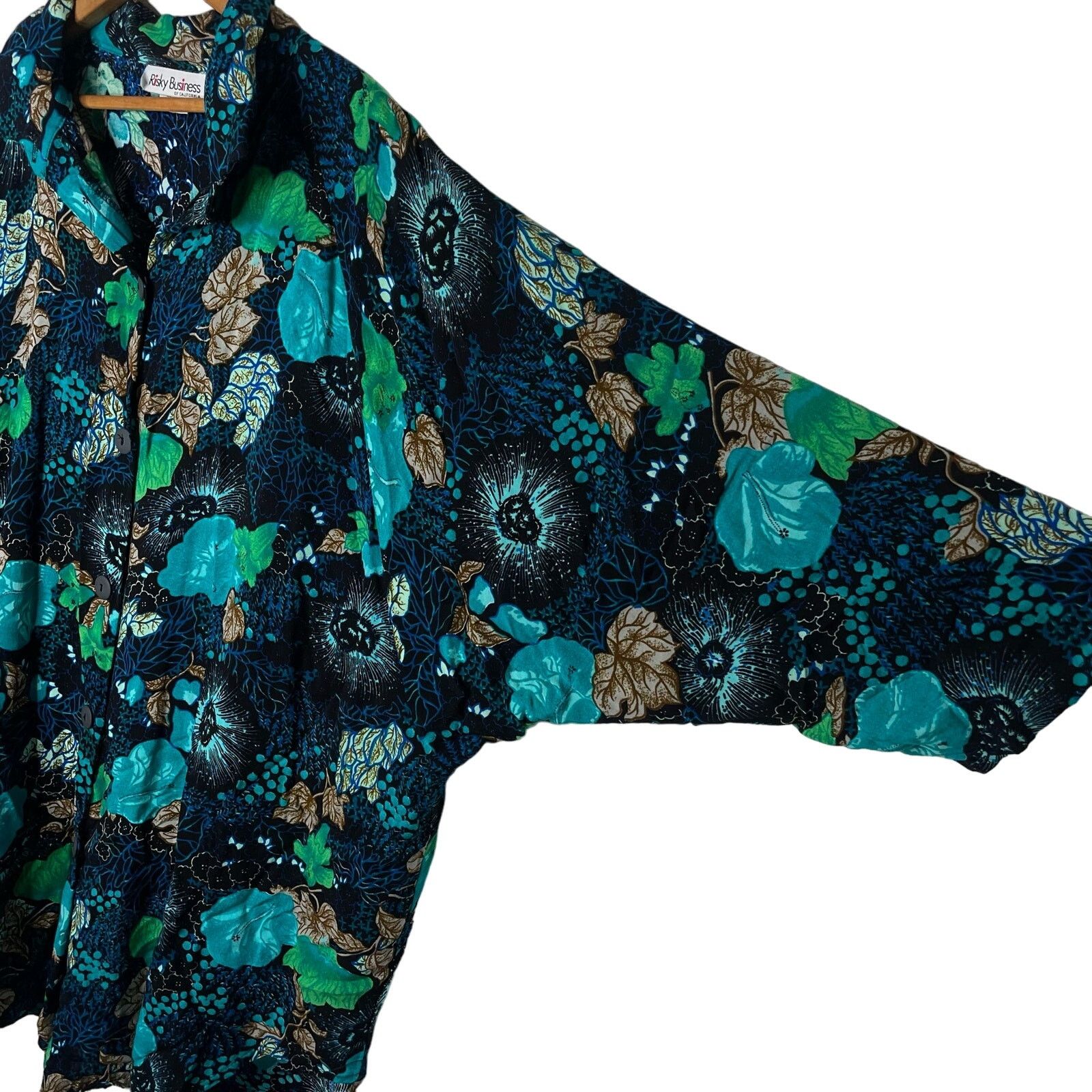 Vintage Vintage Risky Business Rayon Long Button Down Size XL / US 12-14 / IT 48-50 - 5 Thumbnail