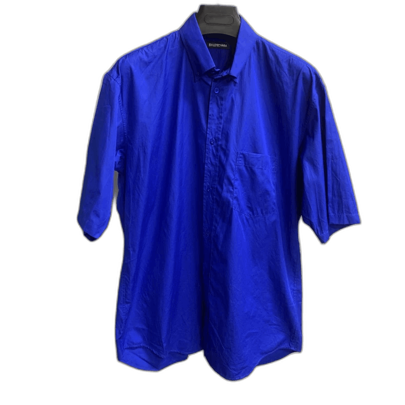 Balenciaga Balenciaga Blue Short Sleeve Shirt with Logo Size US S / EU 44-46 / 1 - 1 Thumbnail