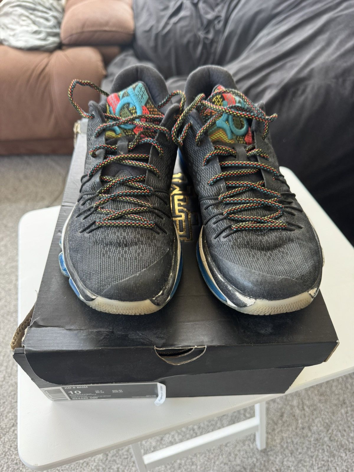 Nike Nike KD 8 BHM Black Multicolor Basketball Shoes 824420-090 Size US 10 / EU 43 - 2 Thumbnail