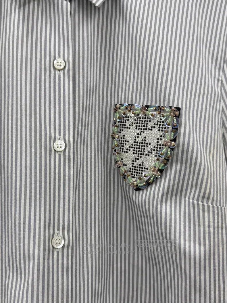 Dior Dior Striped shirt with beaded beads Size XS / US 0-2 / IT 36-38 - 2 Thumbnail