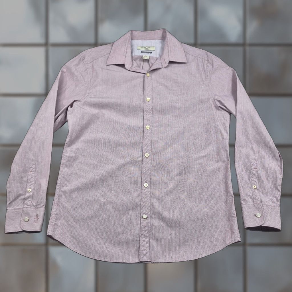Original Penguin Original Penguin Heritage Slim Fit Shirt Mens 15.5 Pink Pinstripe Button Up Long Sleeve Dress Shirt, 100% Cotton, Slim, Classic Preppy Mens Size US L / EU 52-54 / 3 - 1 Thumbnail