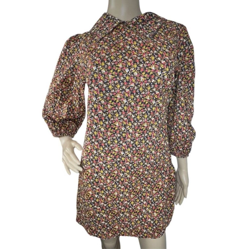 Free People Free People Floral Patterned Collared Half Sleeve Mini Dress Size M / US 6-8 / IT 42-44 - 1 Thumbnail