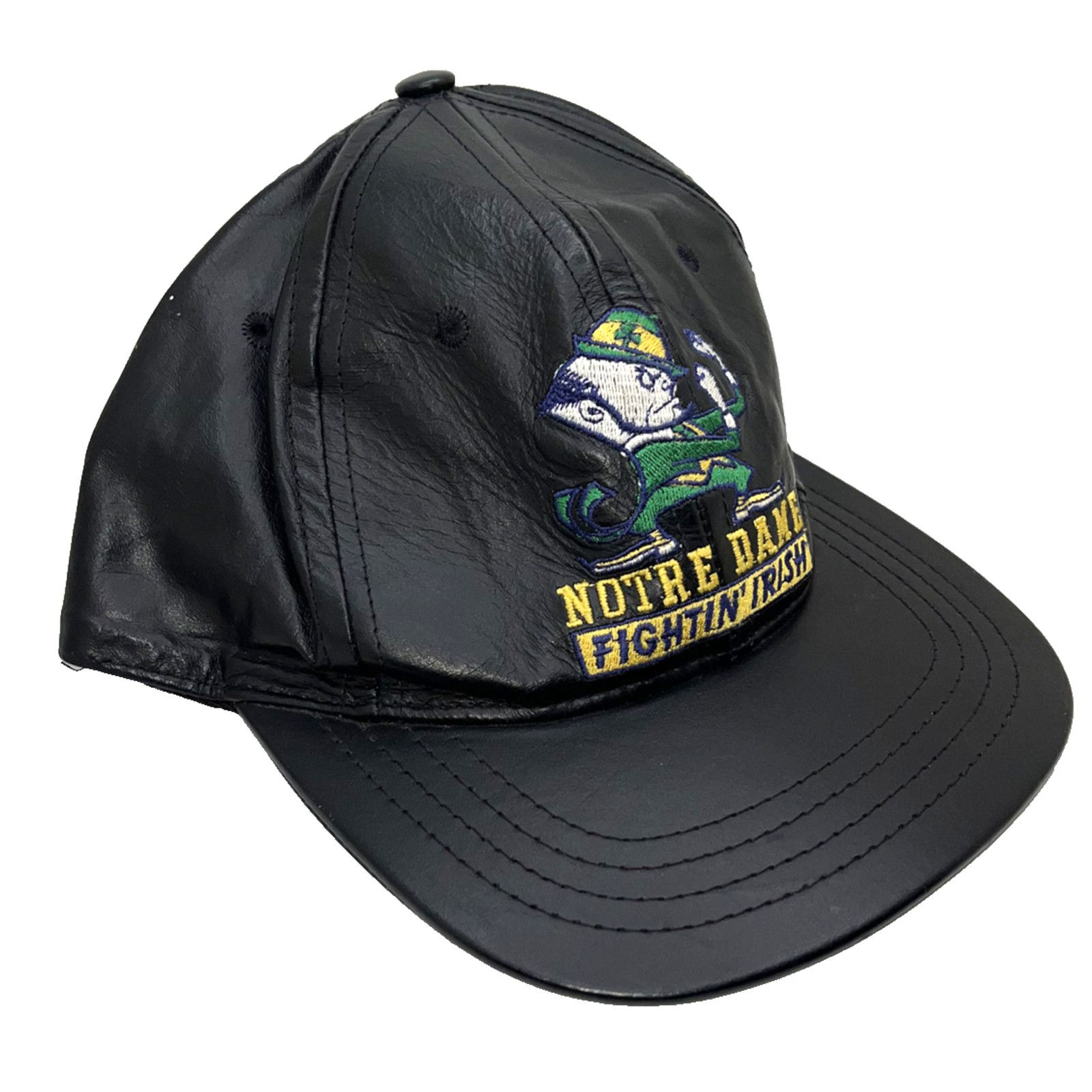 Jeff Hamilton Notre Dame Fighting Irish 90s Jeff Hamilton Leather Hat NCAA Size ONE SIZE - 4 Thumbnail