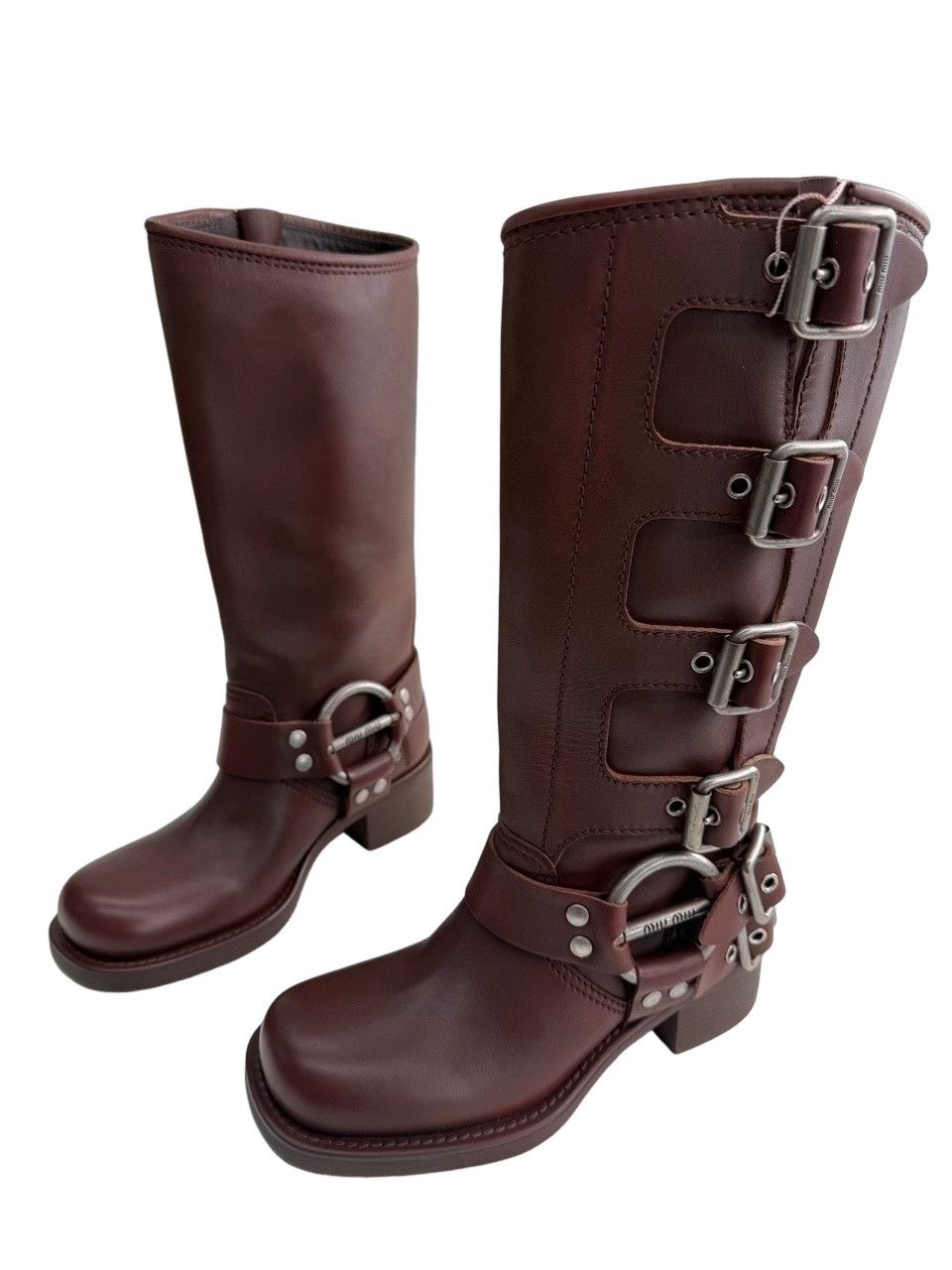 Miu Miu Miu Miu Buckled Leather Boots Size 35.5 Size US 5.5 / IT 35.5 - 1 Thumbnail