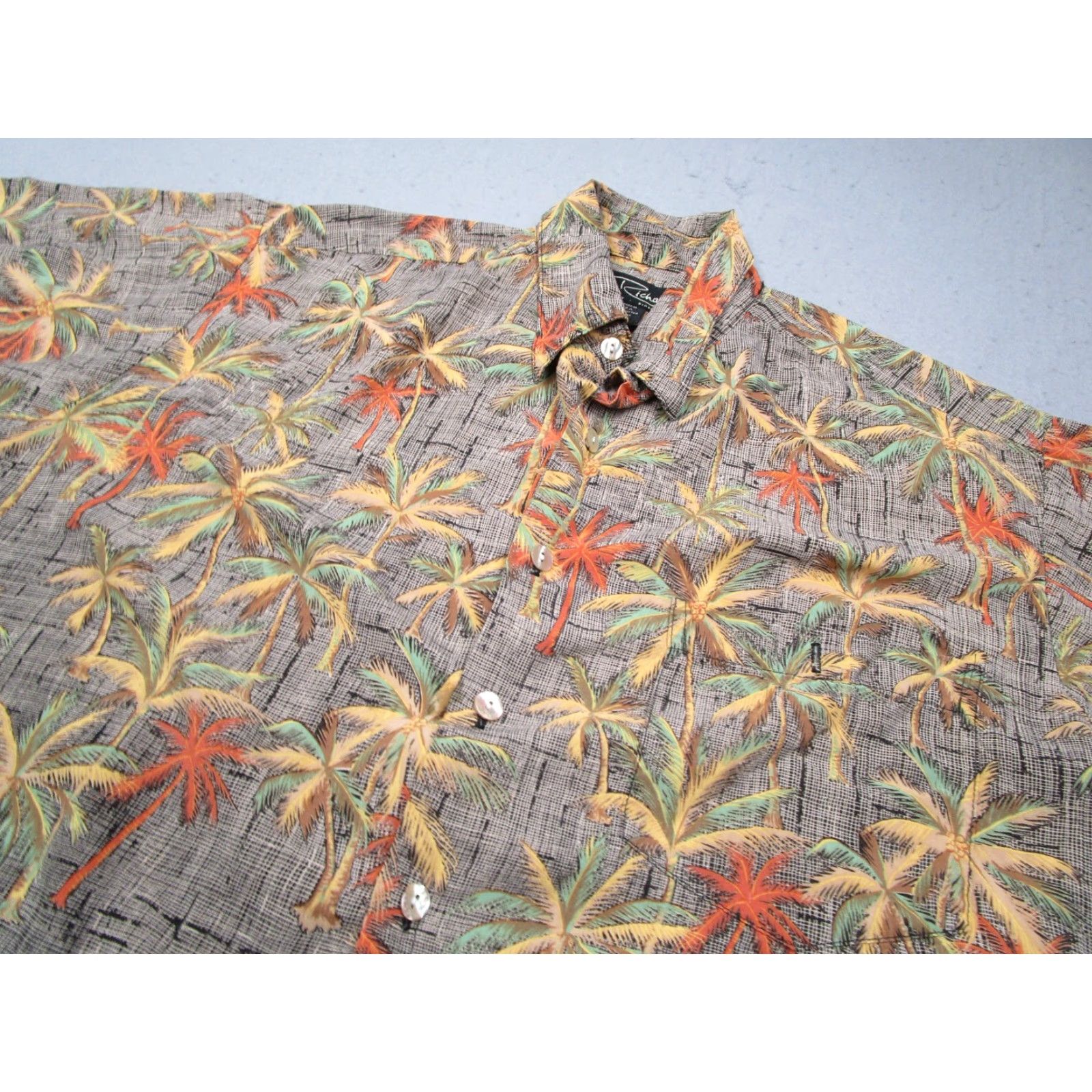 Tori Richard Tori Richard Shirt Mens Medium Beige Floral Button Up Tiki Palms Made in USA Size US M / EU 48-50 / 2 - 2 Thumbnail