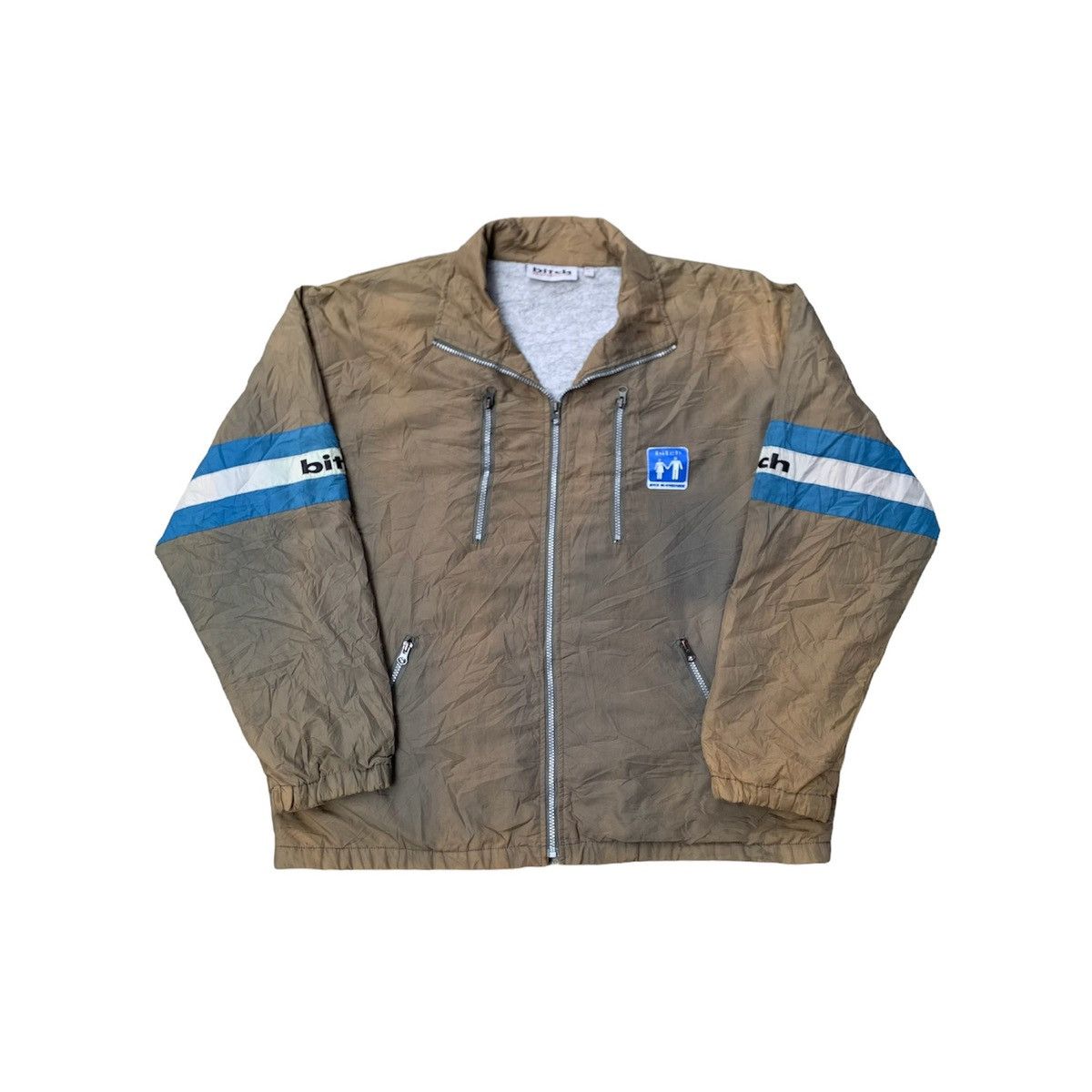 ジャケット・アウター 90s bitch skateboards wool check jacket Vintage BITCH SKATEBOARDS Big Logo Jacket Sun Faded