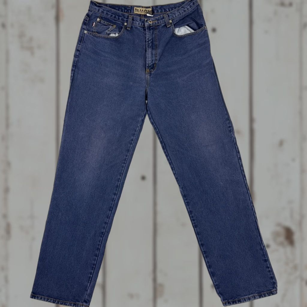 Vintage VINTAGE B.U.M. Equipment Jeans Men’s 38 x 33 Blue Denim Baggy Medium Wash Jeans Mens 90s Style Standards Size US 38 / EU 54 - 1 Thumbnail