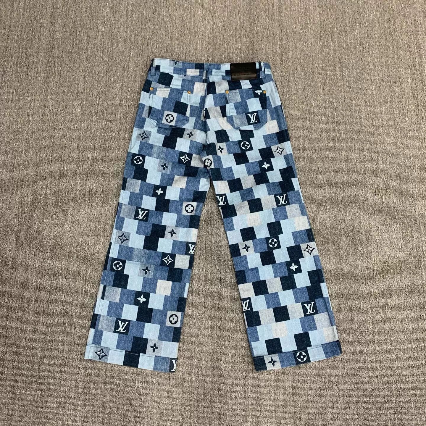 Louis Vuitton LV Blue Color-Blocked Check Jeans 36 98% New Size 26" / US 2 / IT 38 - 2 Thumbnail