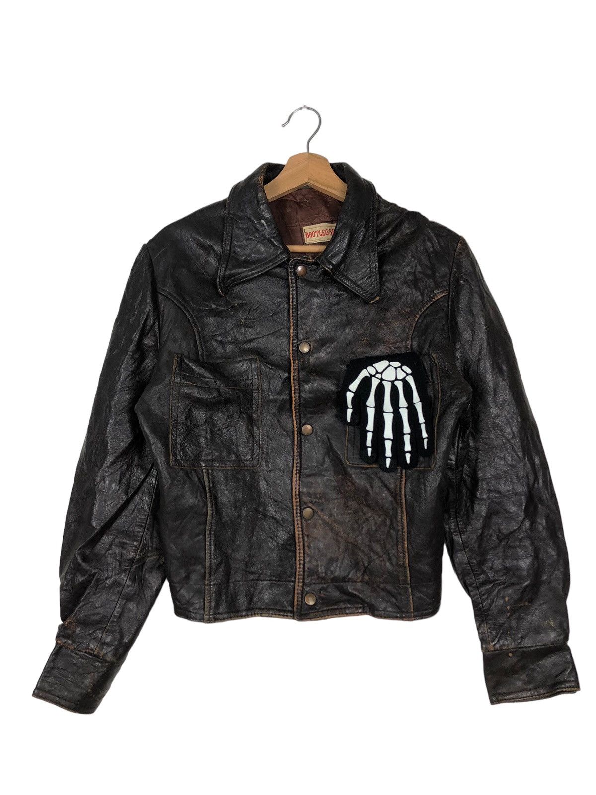 Genuine Leather 🔥90’s Vintage Genuine Leather Jacket Bootlegger Biker Wear Size US S / EU 44-46 / 1 - 1 Thumbnail