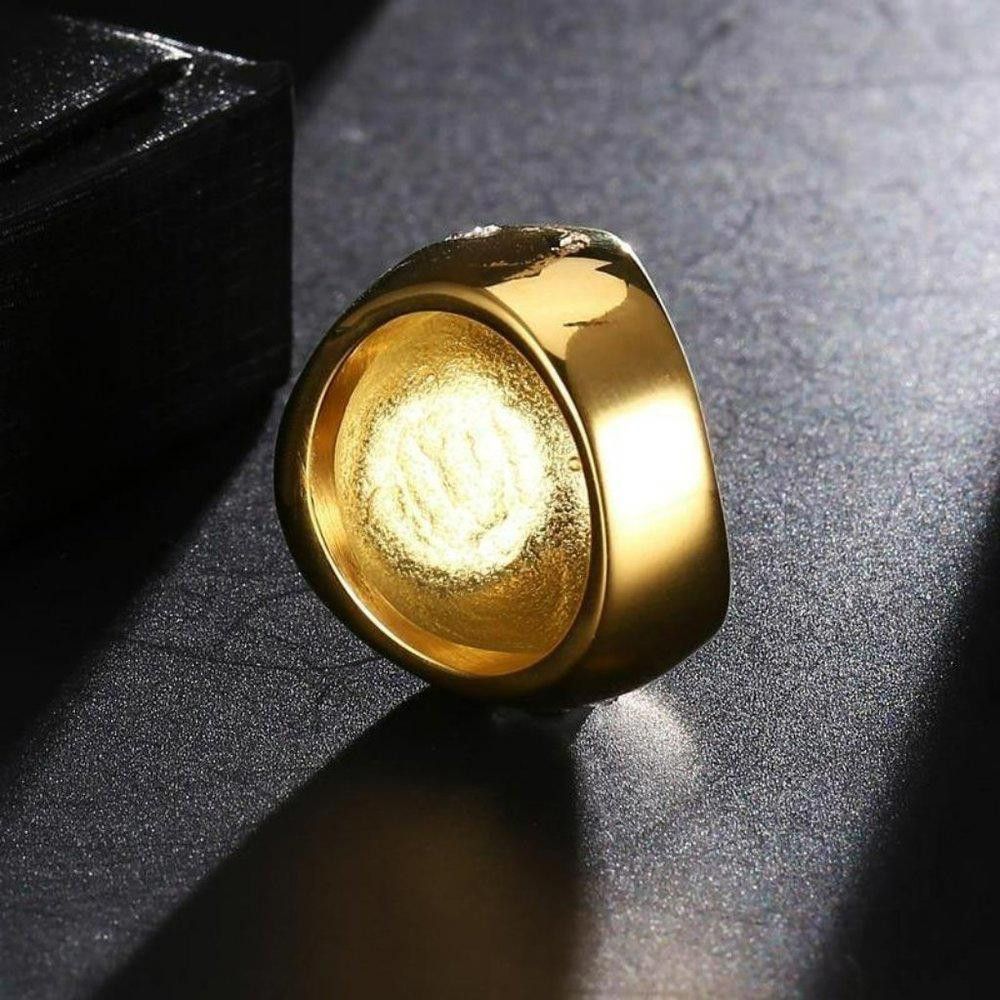Designer Round Cross Maple Leaf Gold Signet Ring - Size 7 Size ONE SIZE - 5 Thumbnail