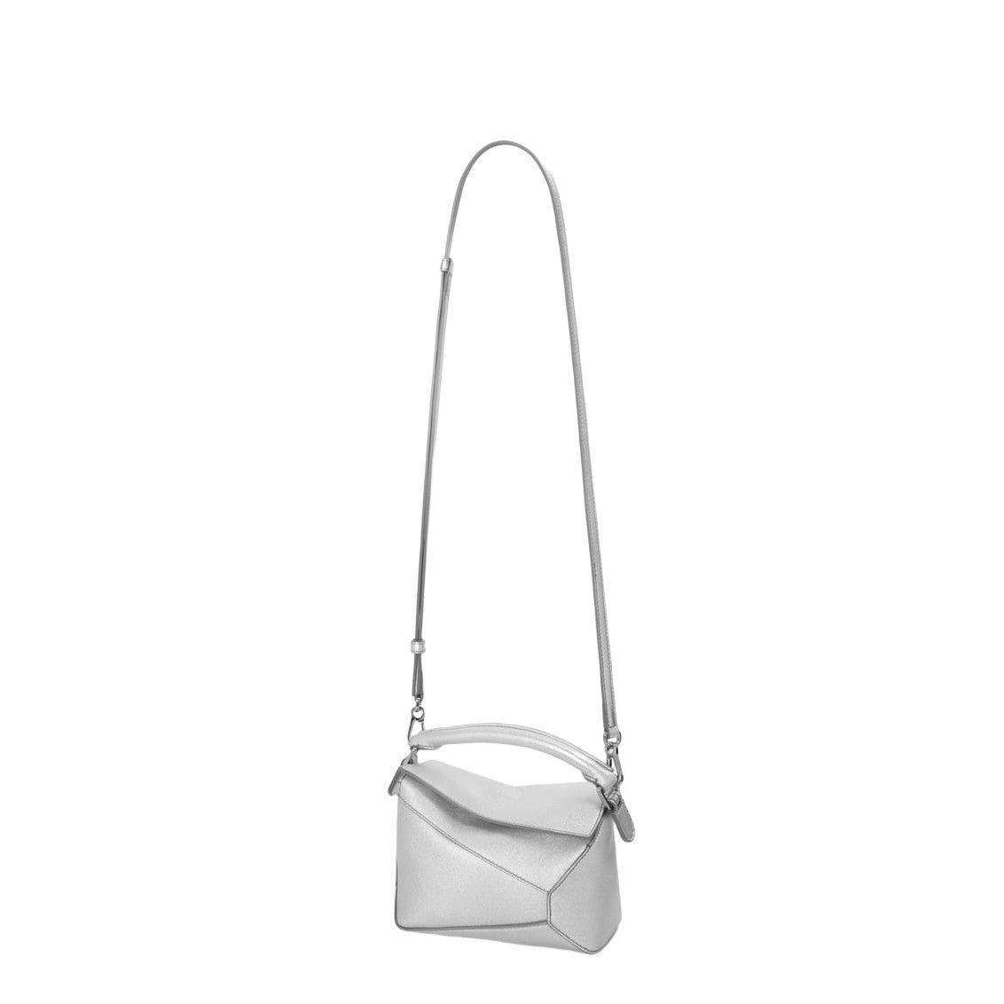 Loewe LOEWE Puzzle Mini $2750 Silver Laminated Leather Handbag New Size ONE SIZE - 3 Thumbnail