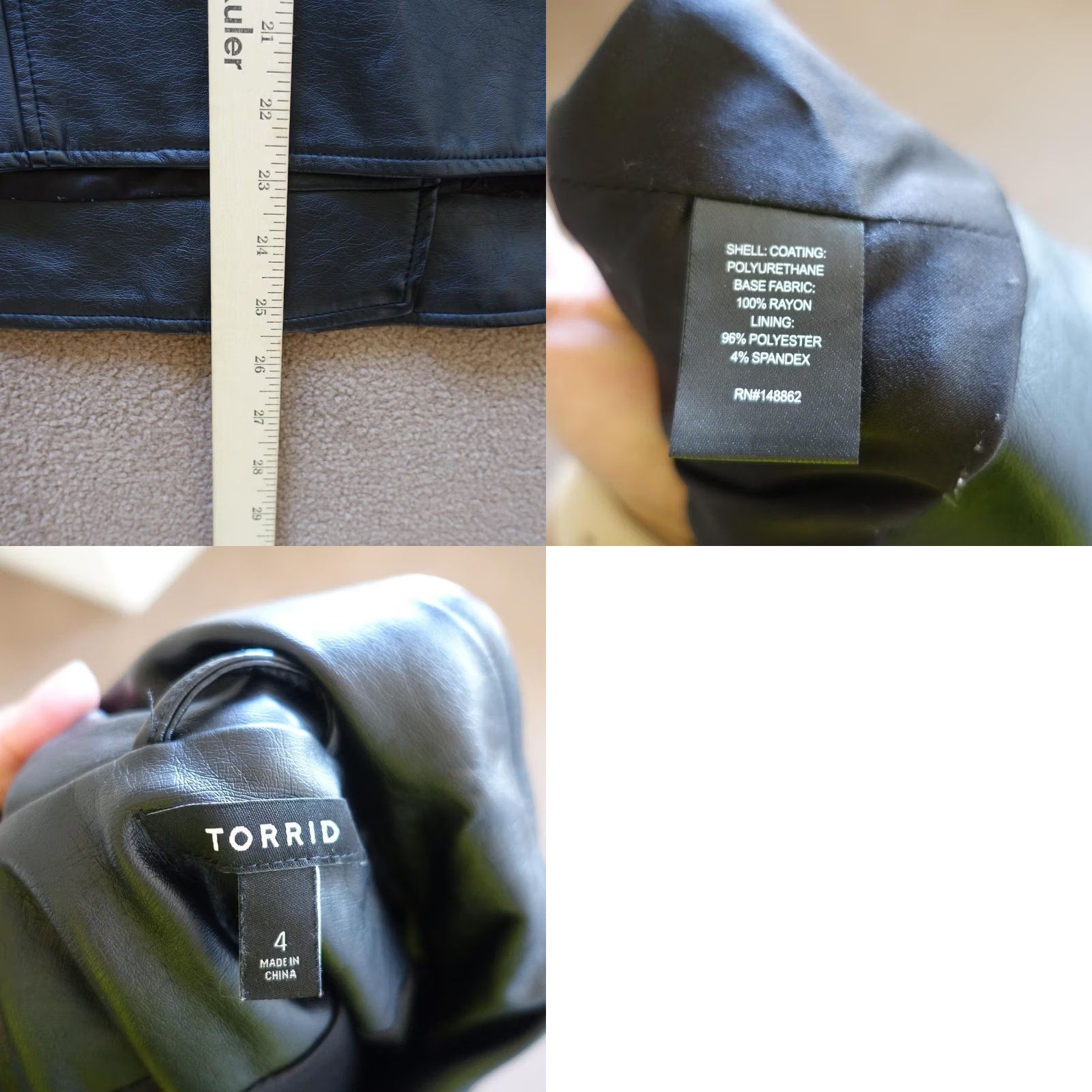 Torrid Torrid Jacket Womens 4 Black Faux Leather Moto Biker Asymmetrical Zip Pockets Jacket Womens 4 Black Faux Leather Moto Biker Zip Pockets Size S / US 4 / IT 40 - 9 Thumbnail