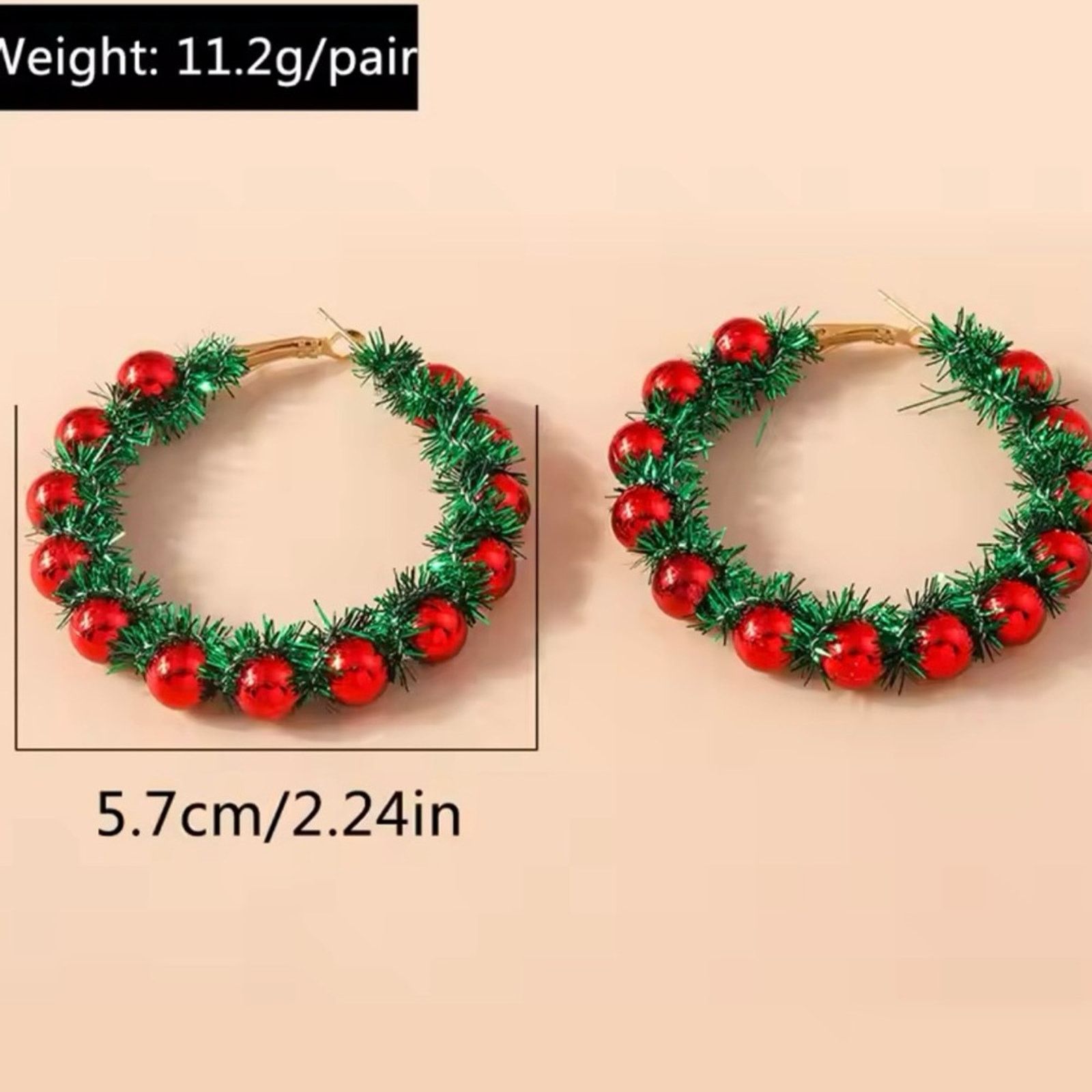 Other Christmas Wreath Circle Hoop Earrings for Women Size ONE SIZE - 5 Thumbnail