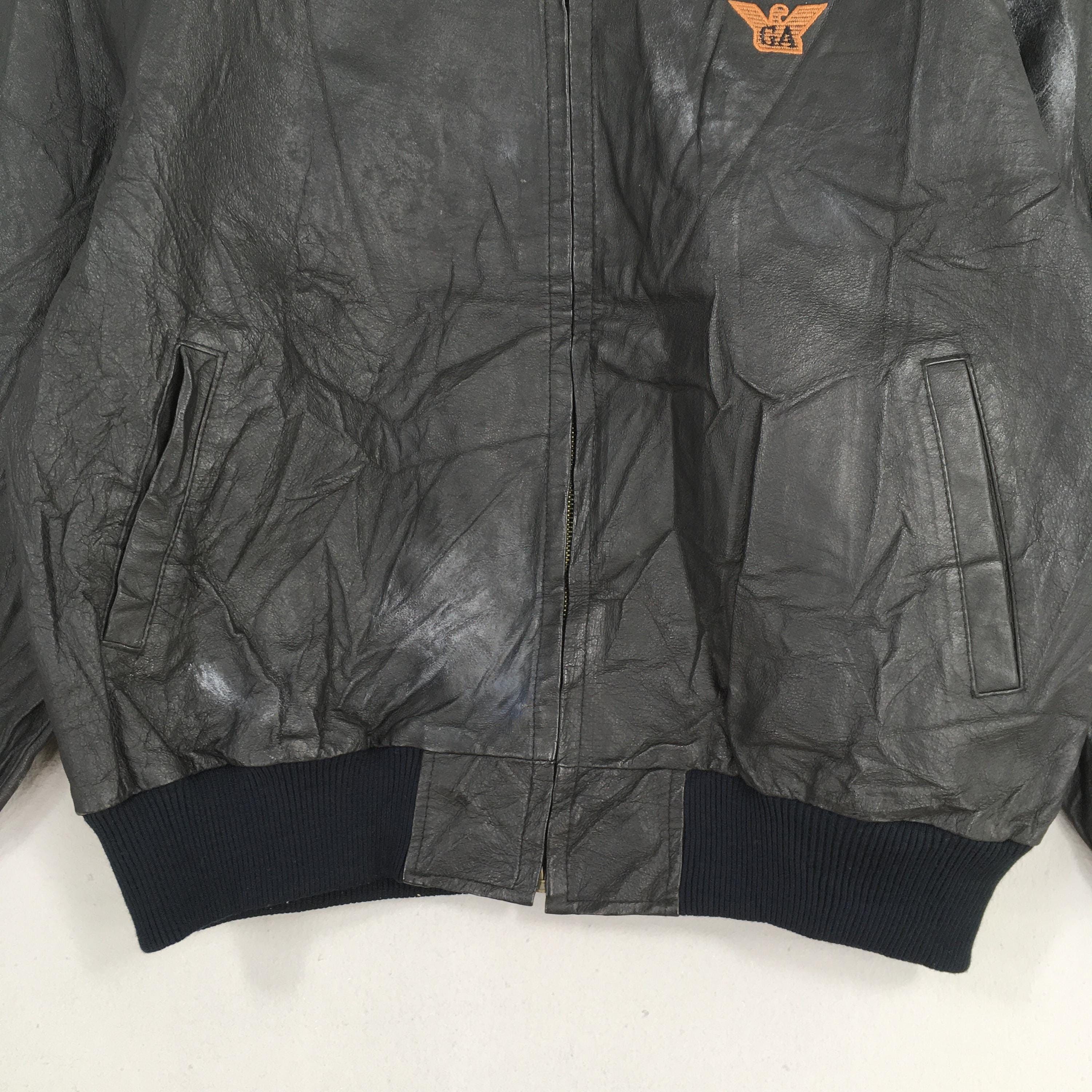 Armani 1990's GA Giorgio Armani Jeans Leather Black Jacket Large Size US L / EU 52-54 / 3 - 3 Thumbnail
