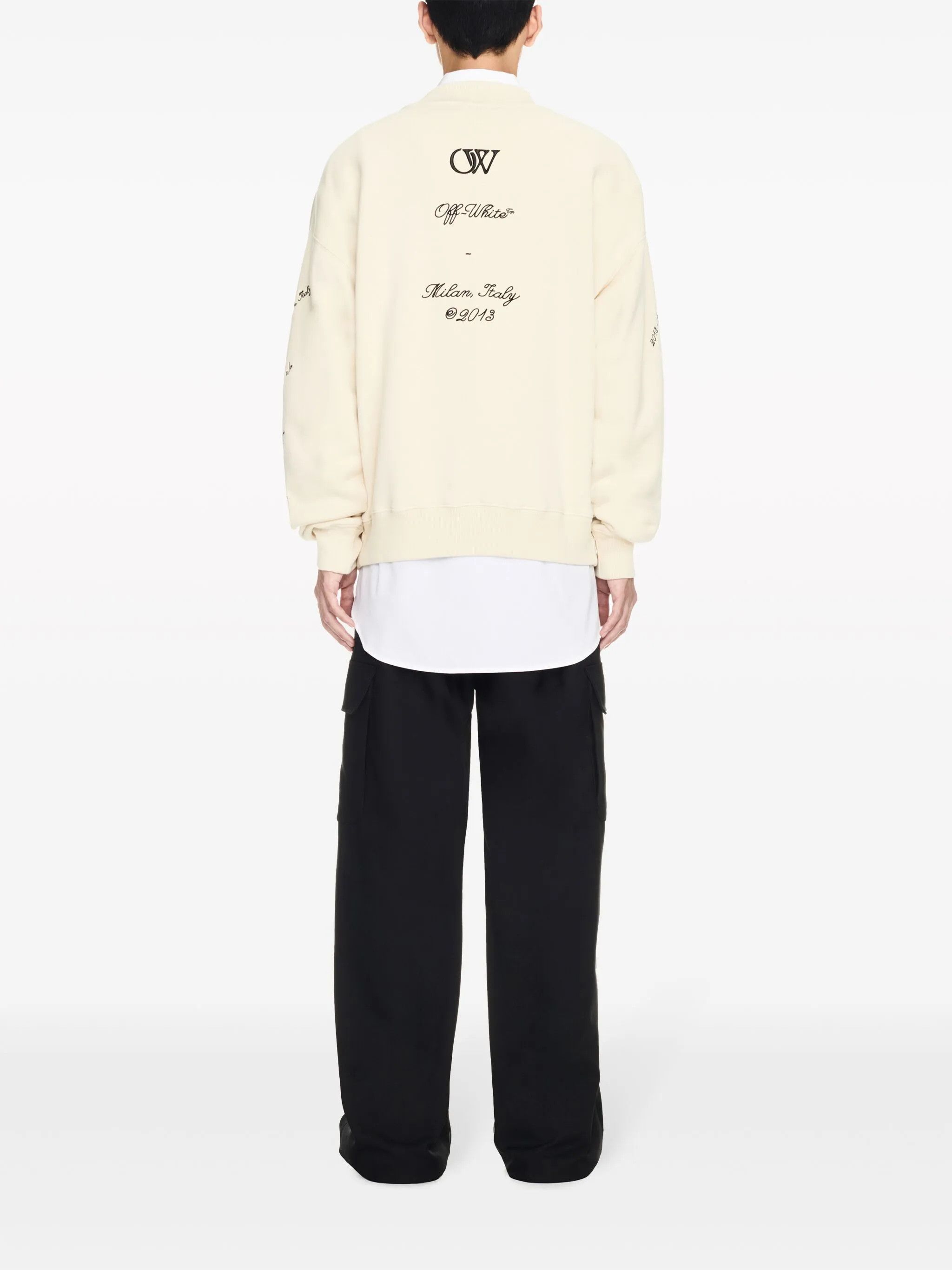 Off-White o1y0325 Logo Crewneck Sweatshirt in Light Beige Size US L / EU 52-54 / 3 - 4 Thumbnail