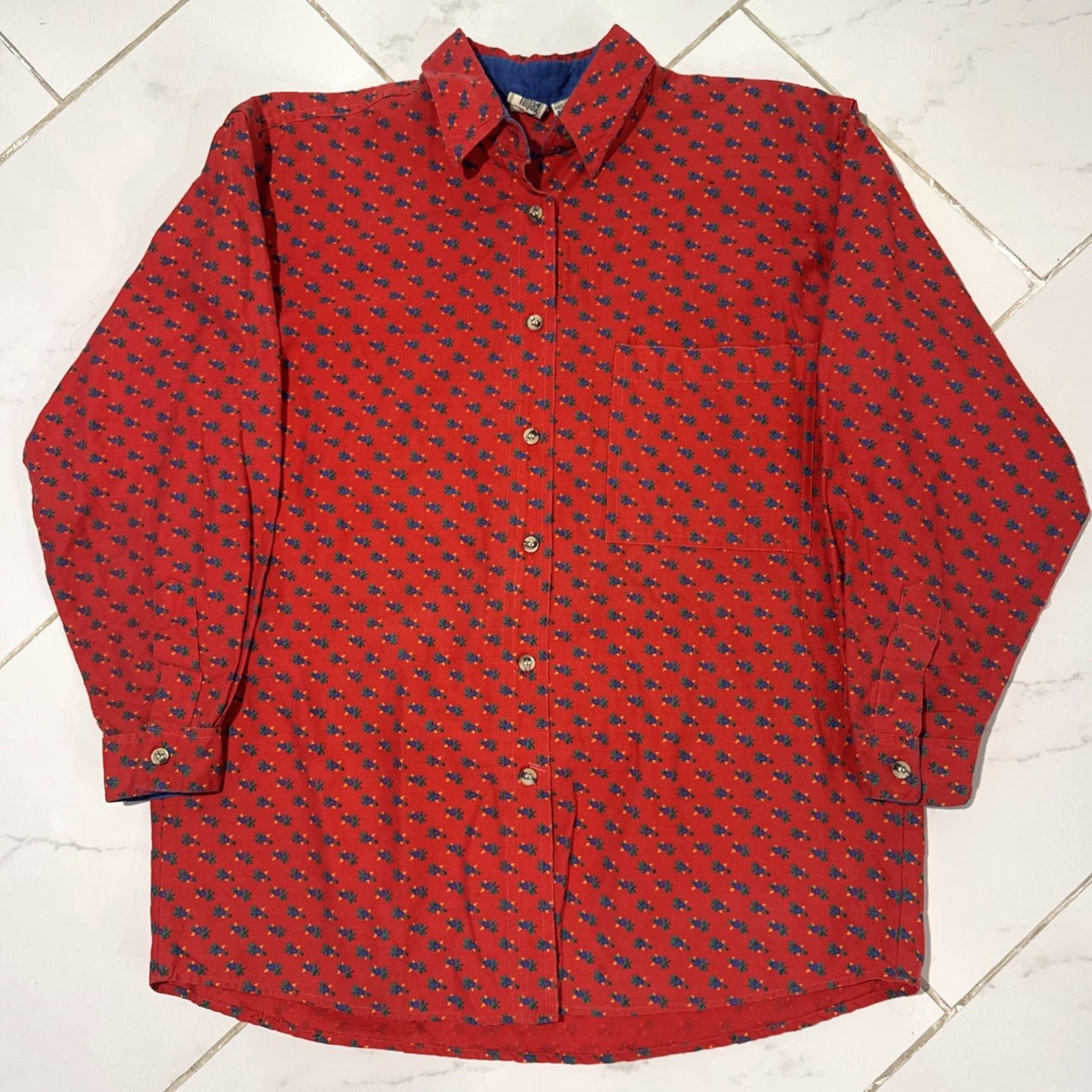 Vintage VINTAGE Sudden Impact Christmas Button-Up Blouse Top S Red 80s Women Shirt Girl? Size S / US 4 / IT 40 - 2 Thumbnail