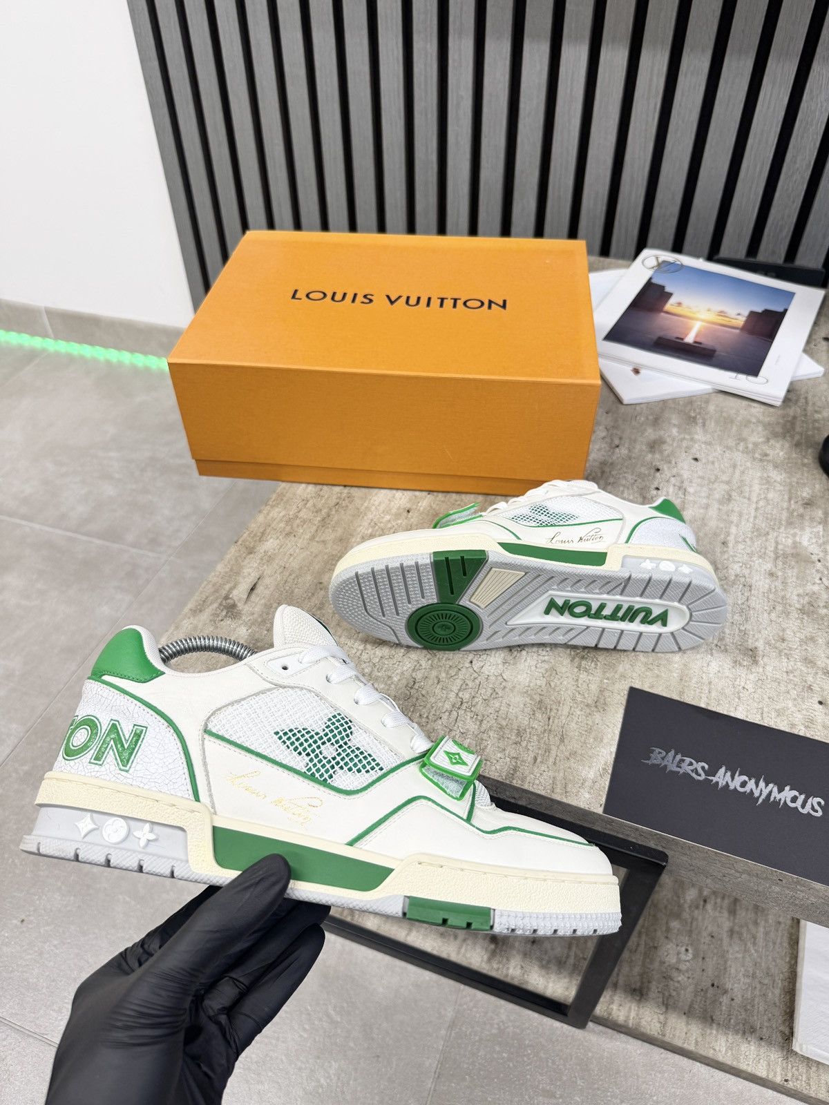 Louis Vuitton 1ABLYC Mesh Trainers In Green White RRP £1020