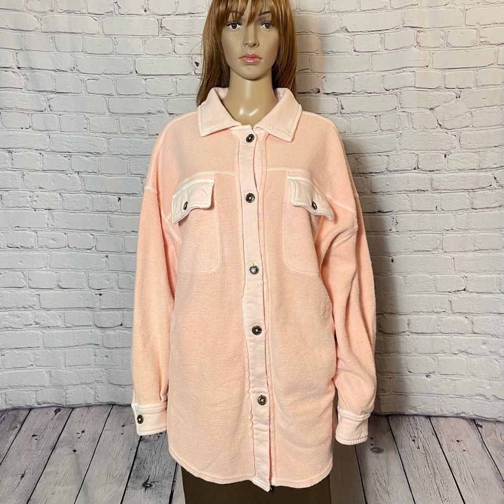 Free People New Free People We the Free Ruby Fleece Pink Cotton Shirt J Size M / US 6-8 / IT 42-44 - 2 Thumbnail