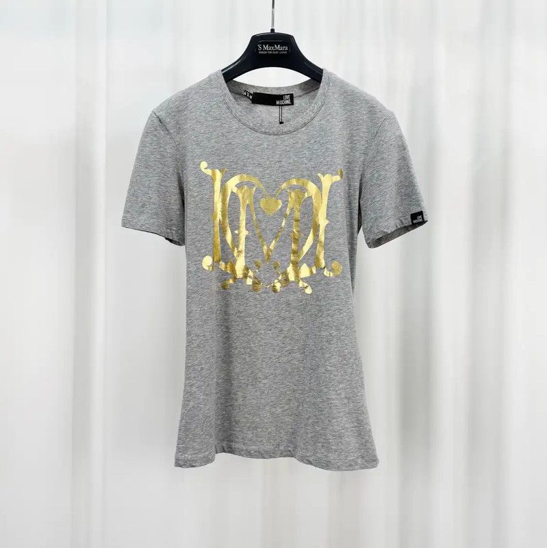 Moschino Moschino Grey Cotton Logo T-Shirt for Women 0089 Size L / US 10 / IT 46 - 1 Thumbnail