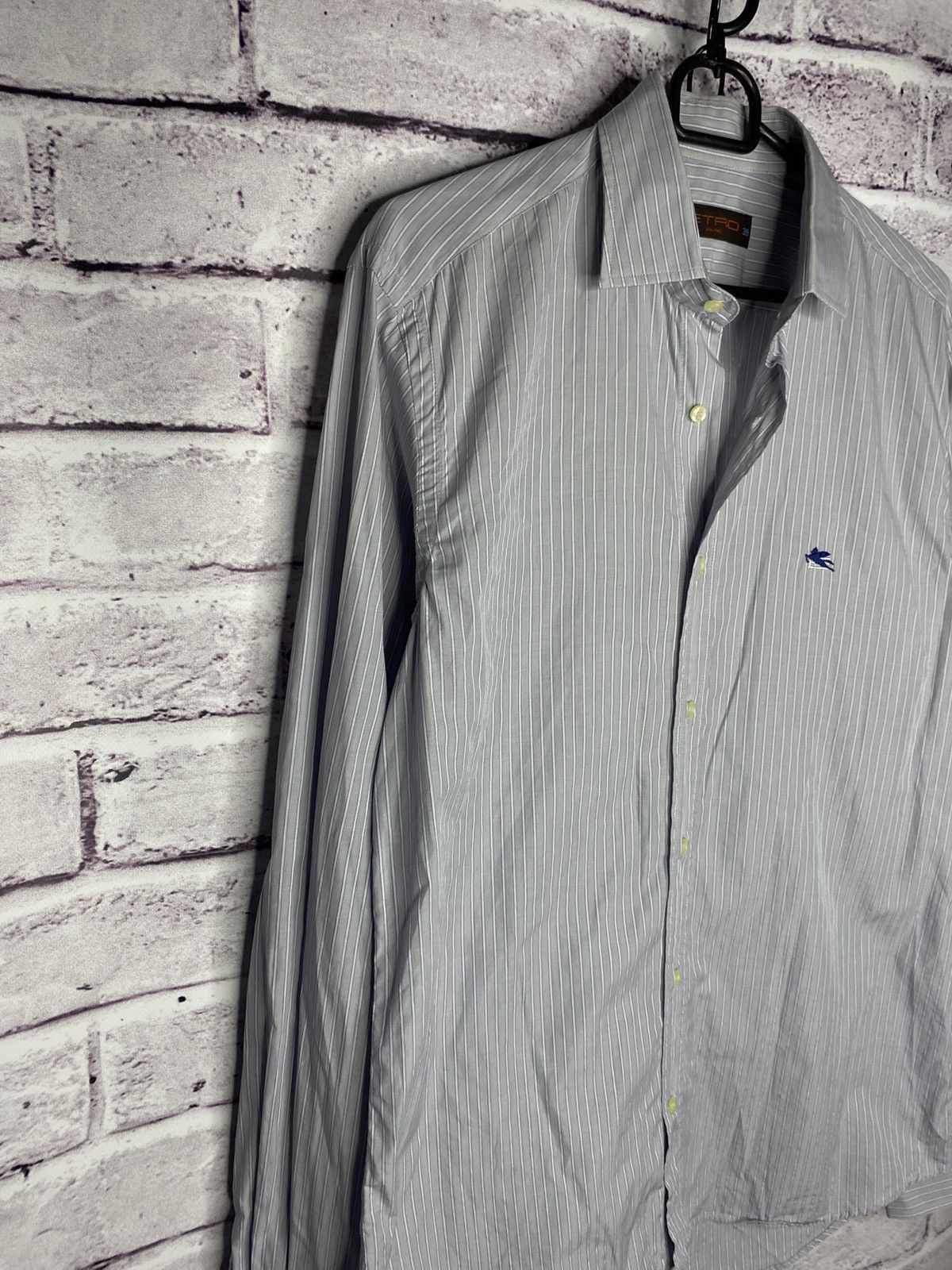 Etro Mens Vintage Gray Etro Luxury Striped Shirts Button Up Size US M / EU 48-50 / 2 - 2 Thumbnail