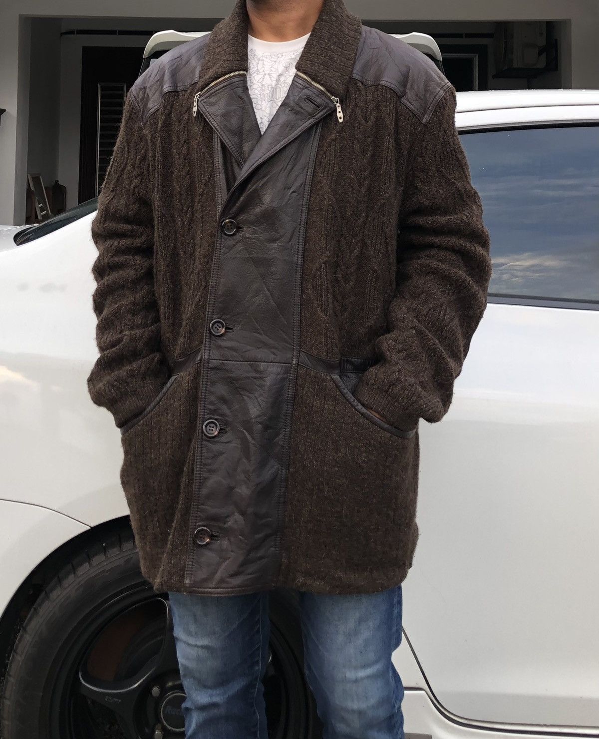 Torras Vintage TORRAS Knitted Mix Leather Paneling Parka Jacket Size US L / EU 52-54 / 3 - 22 Thumbnail
