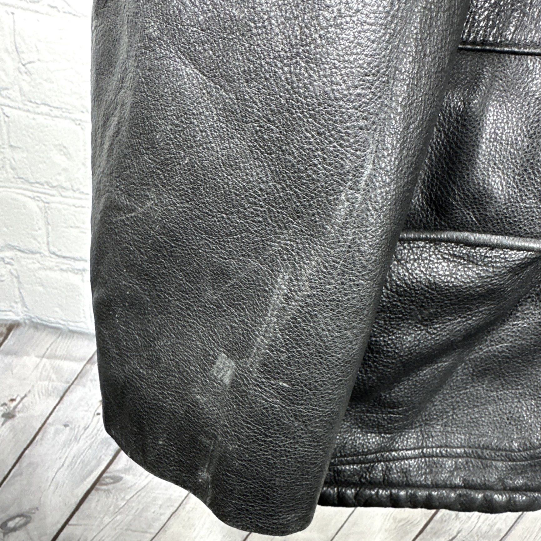 Vintage VINTAGE Winlit Black Mens Leather Jacket Mid-Length Parka Classic Biker 4 Front Pockets 2 Snap 2 Slash Lined Motorcyle Moto Size US M / EU 48-50 / 2 - 3 Thumbnail