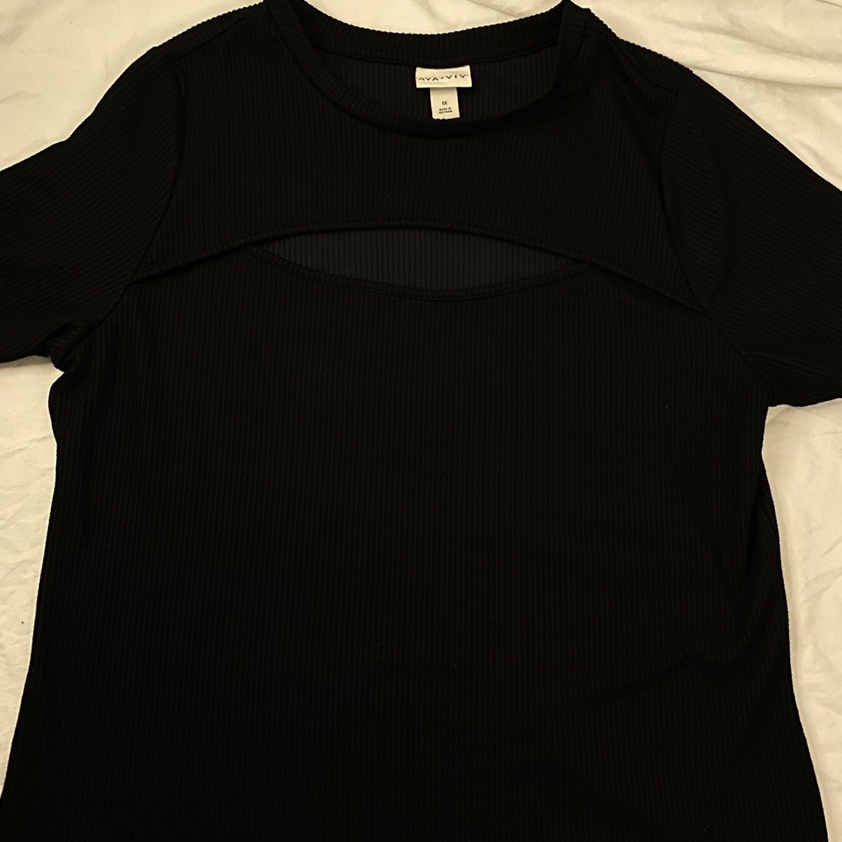 Other AVA & VIV Blouse Women's Black Sz 1X Ribbed Knit EUC Size XL / US 12-14 / IT 48-50 - 3 Thumbnail