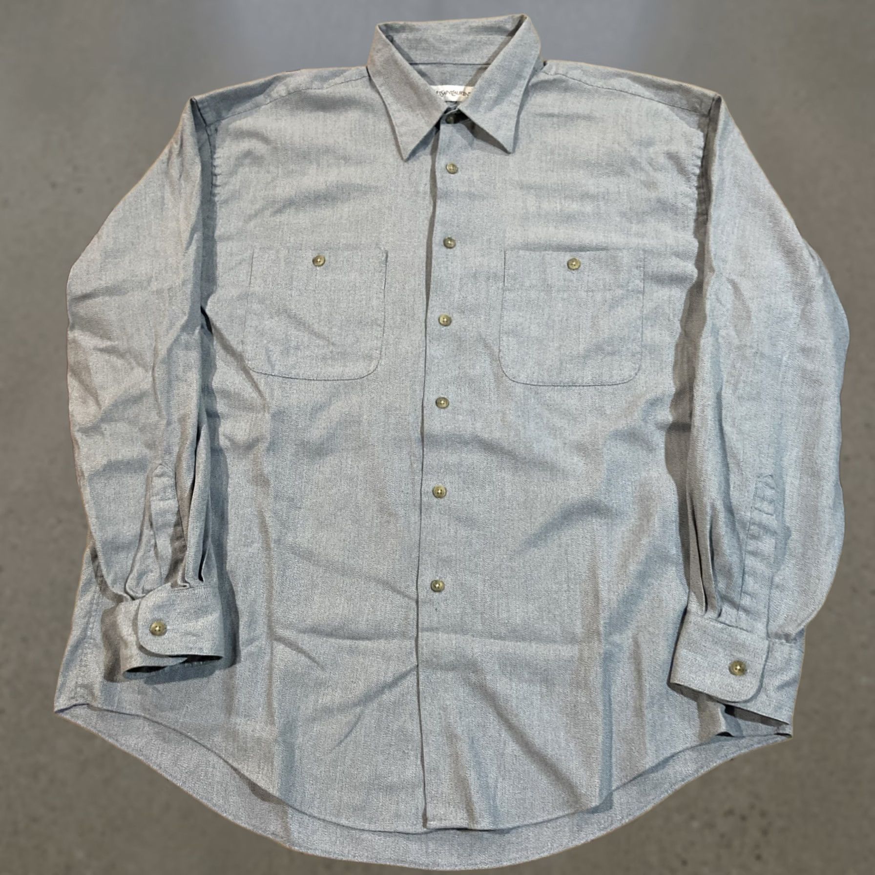 Yves Saint Laurent VINTAGE Saint Laurent YSL Button Shirt Cotton Blend Mens XL Blue Shirt Size US XL / EU 56 / 4 - 1 Thumbnail