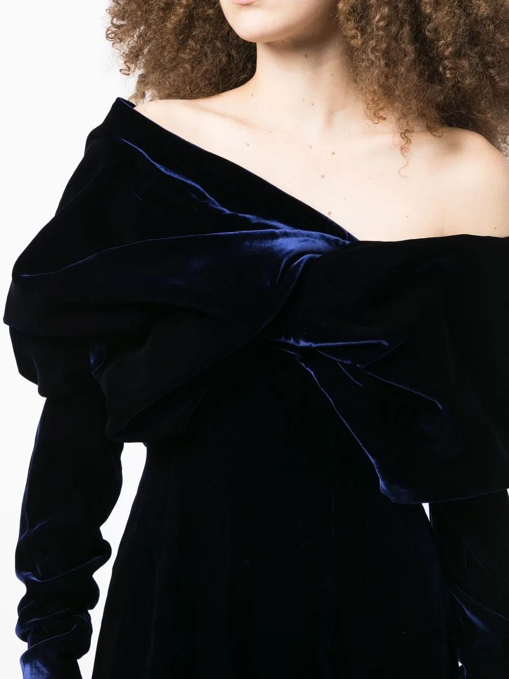 Tom Ford o1y0126 Velvet Mini Dress in Midnight Blue Size XS / US 0-2 / IT 36-38 - 2 Thumbnail