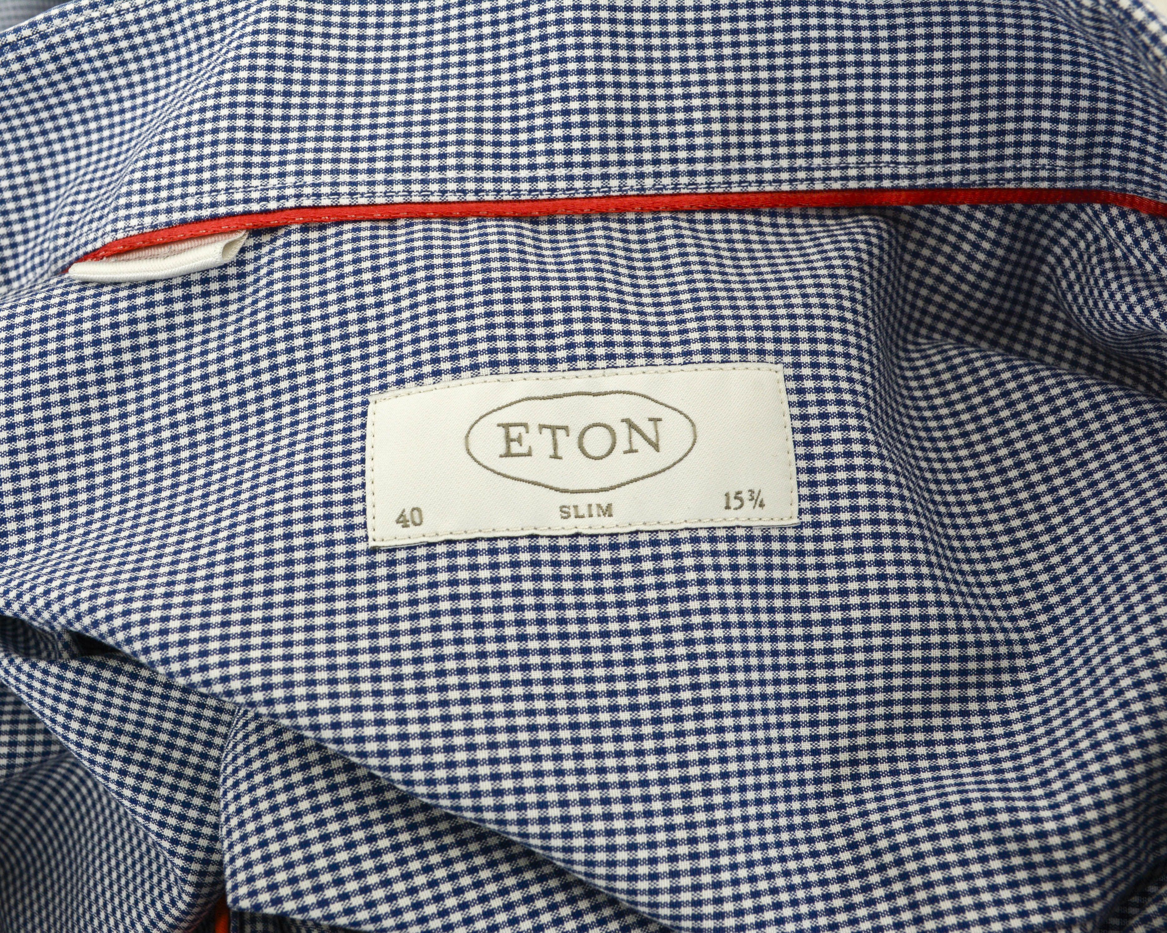 Eton Men Check Casual Slim Fit 40 Shirt Cotton 15 3/4 Formal M Size US M / EU 48-50 / 2 - 6 Thumbnail