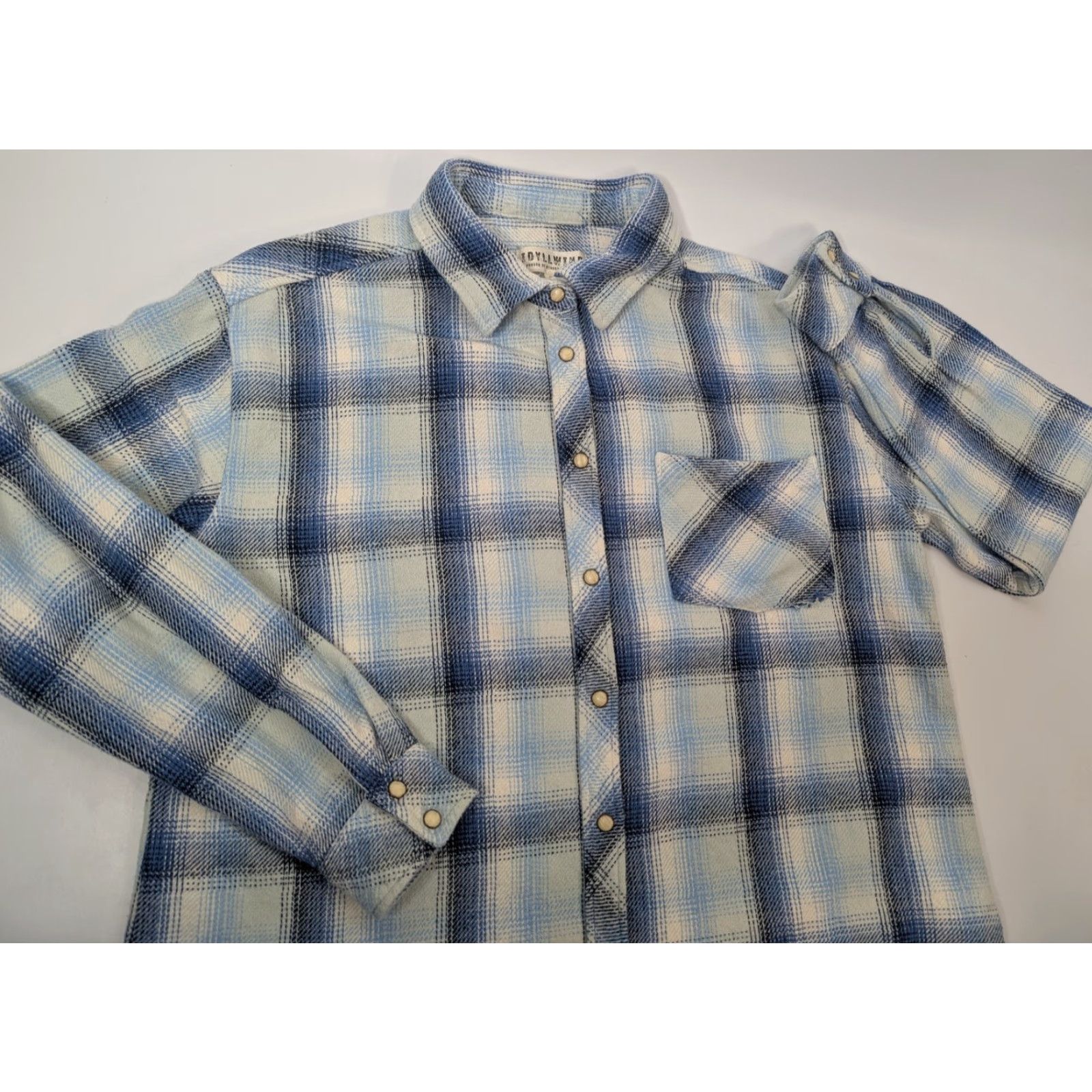 Vintage Idyllwind Miranda Lambert Plaid Flannel Shirt Womens L Blue Western Casual Business Party/Cocktail Travel Workwear Wom en? Size L / US 10 / IT 46 - 2 Thumbnail