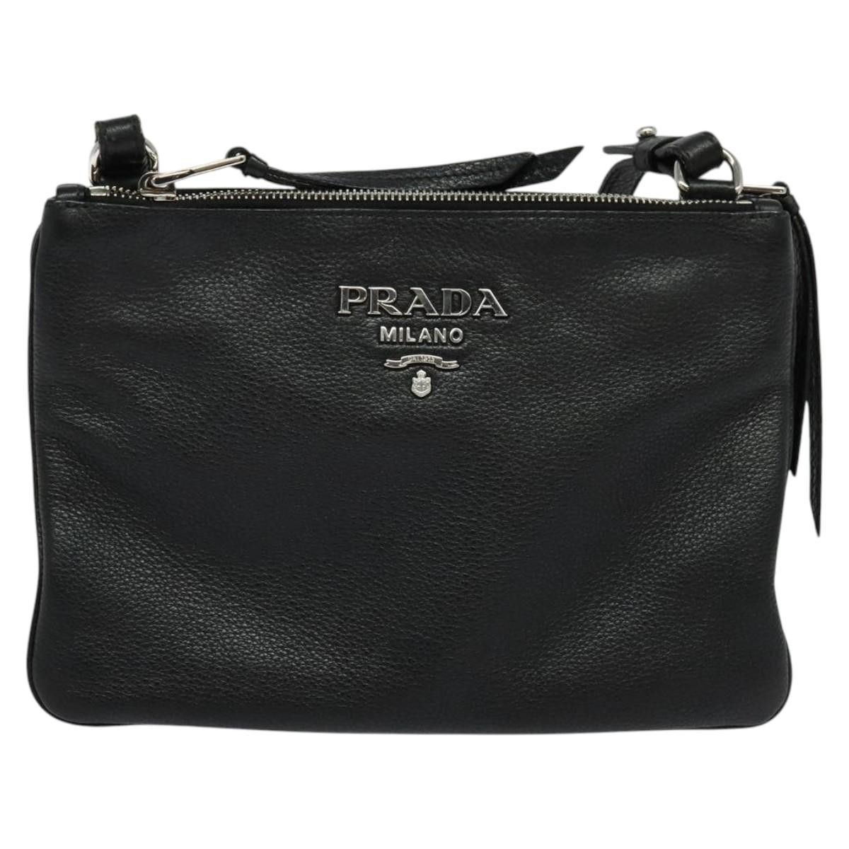 Prada PRADA Shoulder Bag Leather Black Silver Size ONE SIZE - 2 Thumbnail