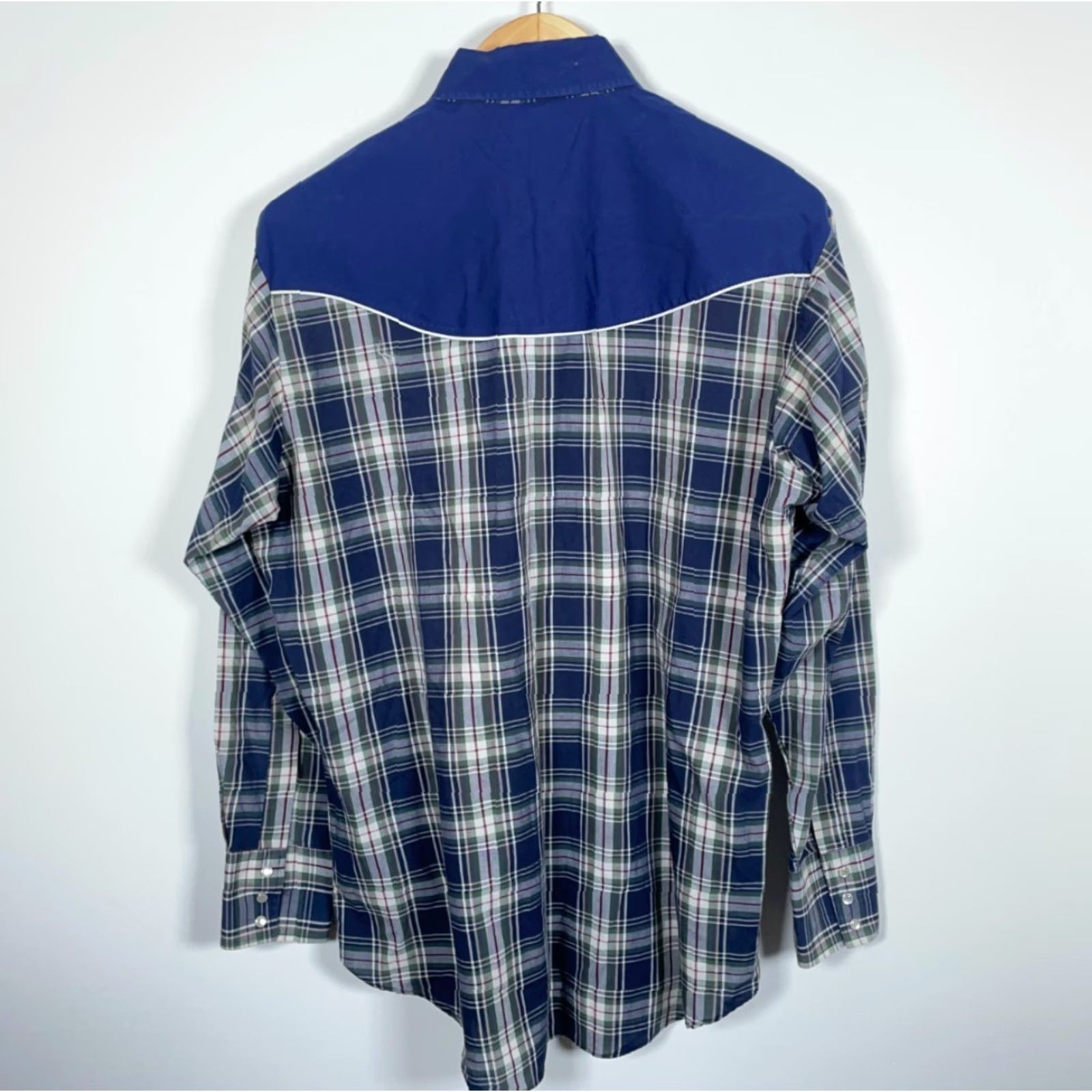 Vintage Ely Cattleman Western Shirt Men Large Plaid Lightweight Pearl Snap Rockabilly Two Tone Blue Size US L / EU 52-54 / 3 - 2 Thumbnail