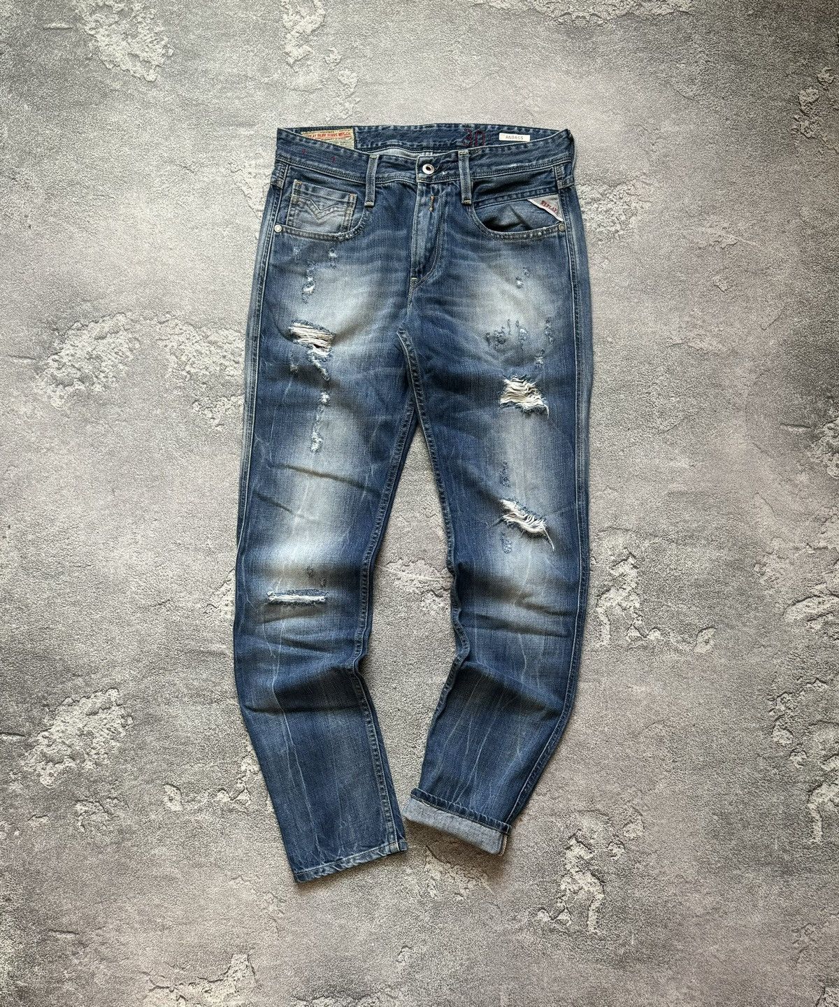 Replay × Vintage Replay 30/32 anbass Distressed denim pant trouser Jean chino Size US 30 / EU 46 - 2 Thumbnail