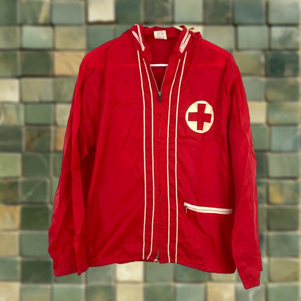 Vintage VINTAGE Cap'n Jac Red White Lifeguard Nylon Jacket Cap'n Jac Medium Mens Size US M / EU 48-50 / 2 - 1 Thumbnail