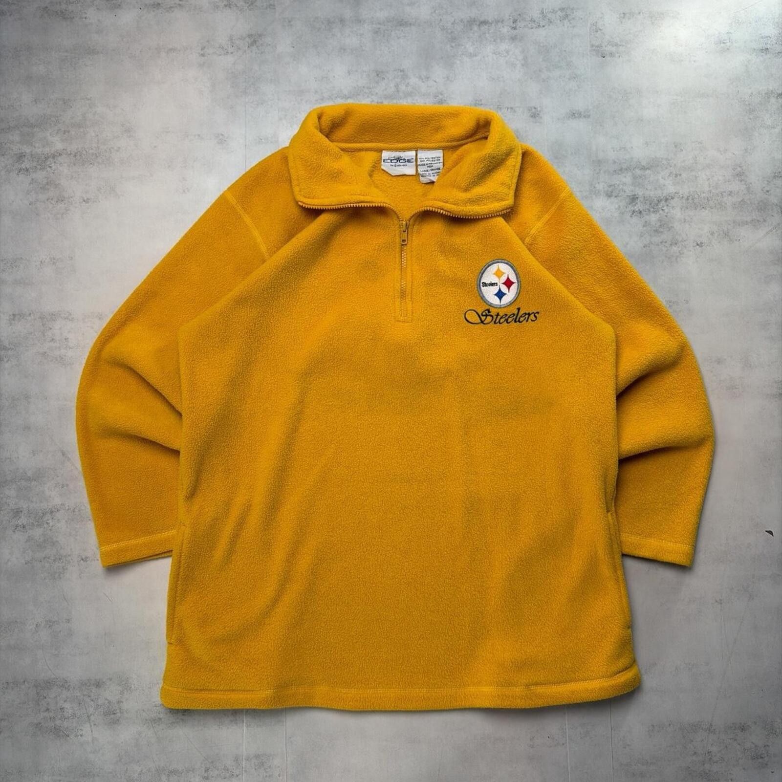 NFL Vintage 90’s Yellow NL Steelers Fleece Quarter Zip Sweater Size US L / EU 52-54 / 3 - 1 Thumbnail