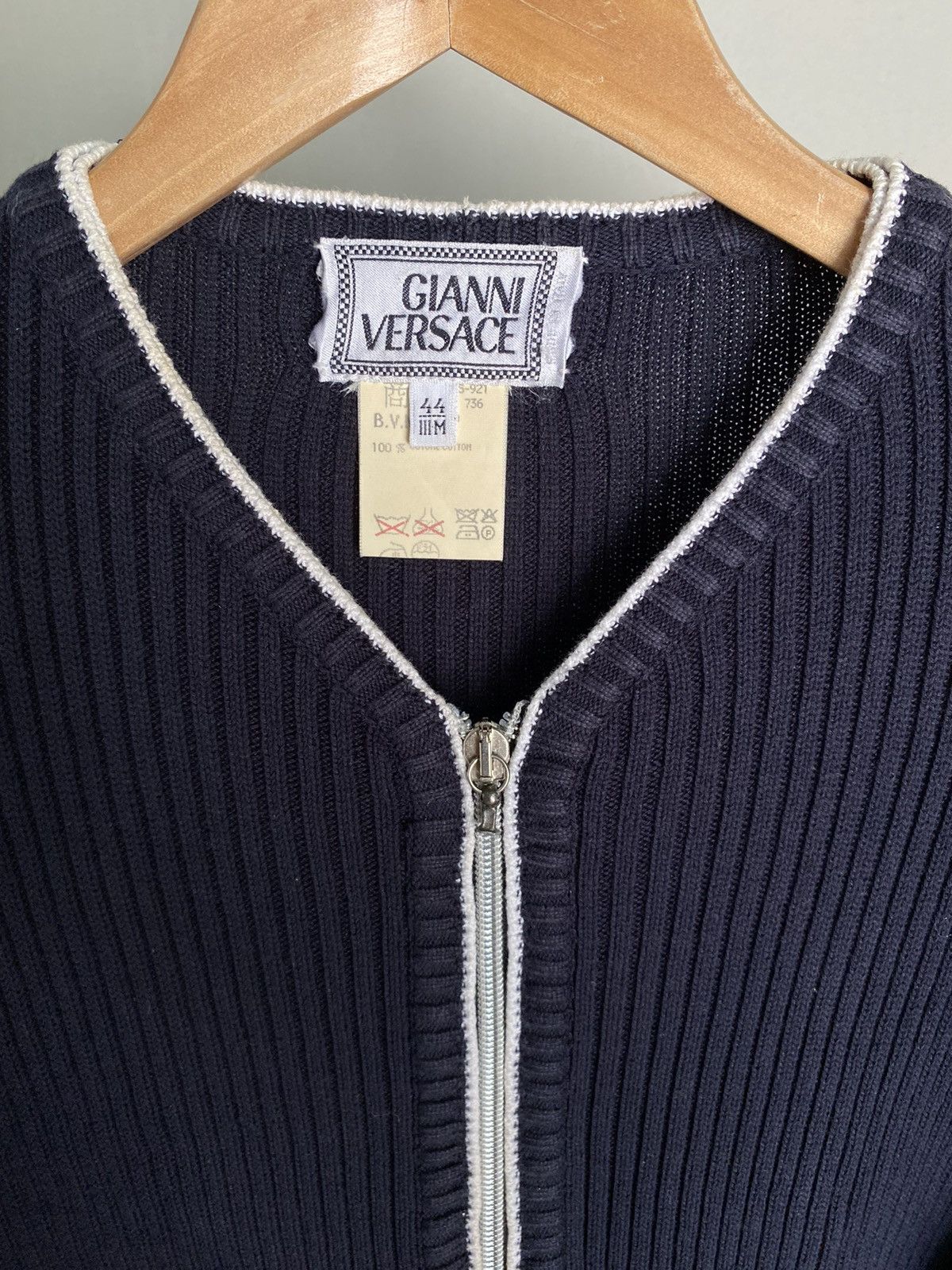 Versace GIANNI VERSACE Black Zip-Up Knit Cardigan Size M / US 6-8 / IT 42-44 - 9 Thumbnail