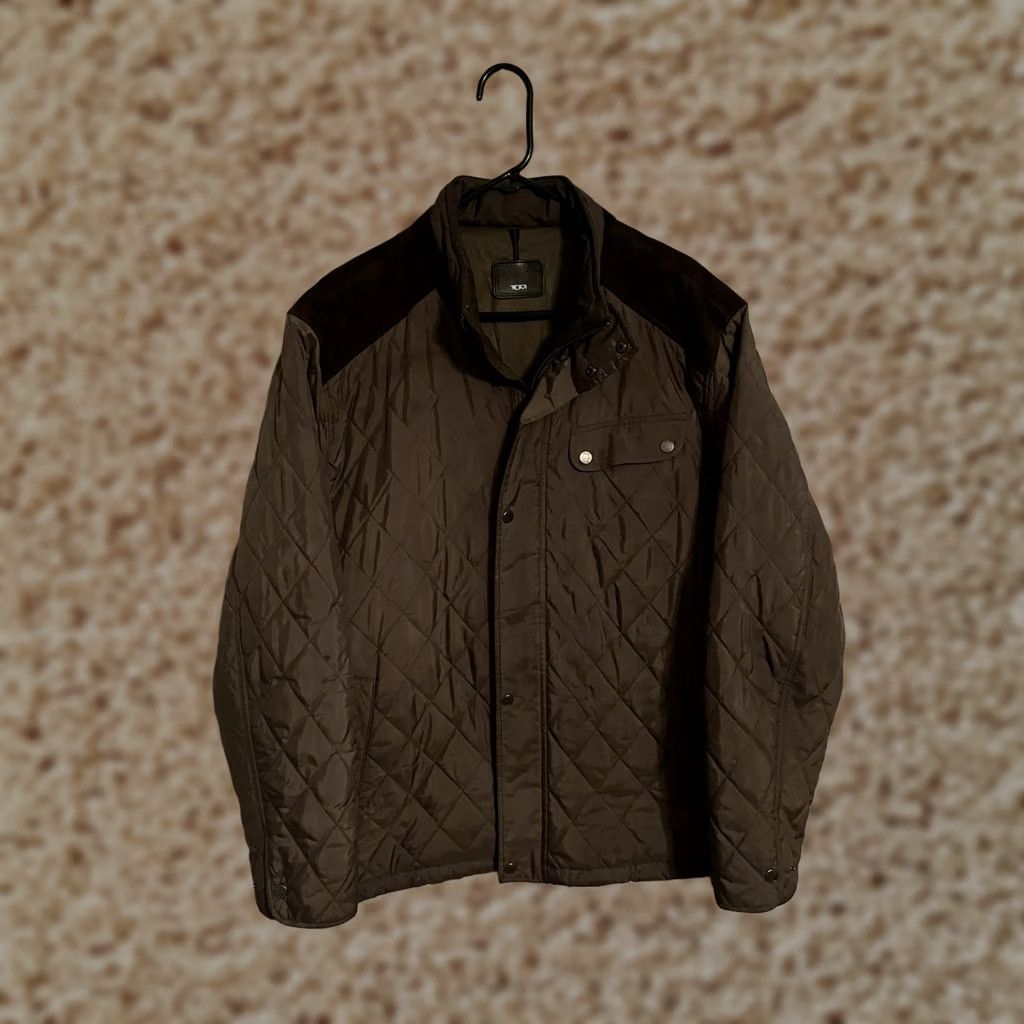 Tumi Tumi Quilted Thermore Olive Green Leather Trim Jacket Coat - Men's XLarge Jacket Mens XLarge Green Quilted Thermore Leather Trim Coat Size US XL / EU 56 / 4 - 1 Thumbnail