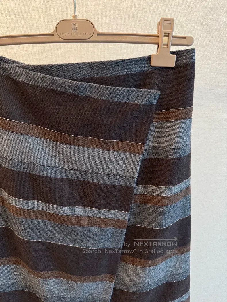Brunello Cucinelli Brunello Cucinelli Striped Wool Beaded Half Skirt Size 27" / US 4 / IT 40 - 2 Thumbnail