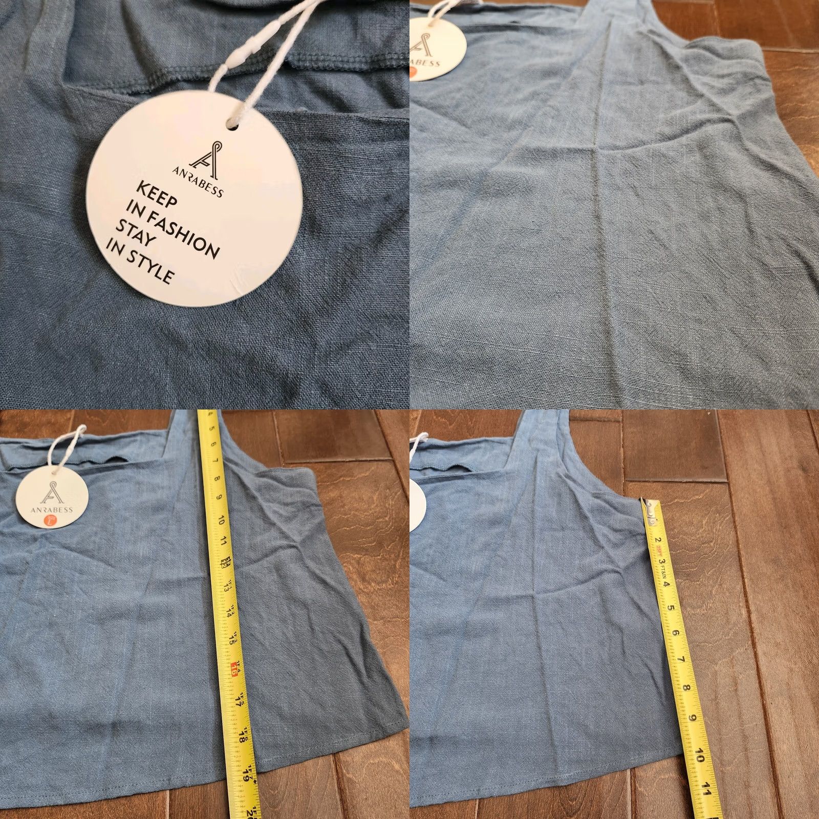 Vintage Anrebess Women's Tank Cropped Top - L Blue Linen Rayon Sleeveless Pullover NWT Casual Party/Cocktail Travel Size L / US 10 / IT 46 - 8 Thumbnail