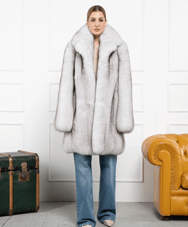 Other Women's Natural Blue Fox Fur Coat Size L / US 10 / IT 46 - 1 Thumbnail