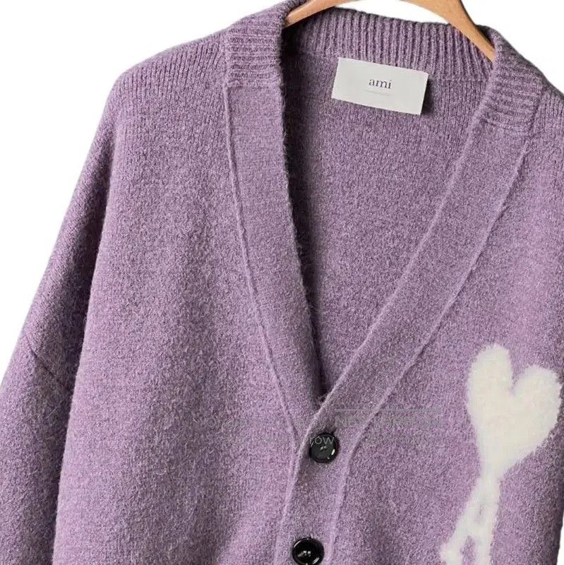 AMI AMI Purple Alpaca Wool Short Cardigan . Size M / US 6-8 / IT 42-44 - 4 Thumbnail