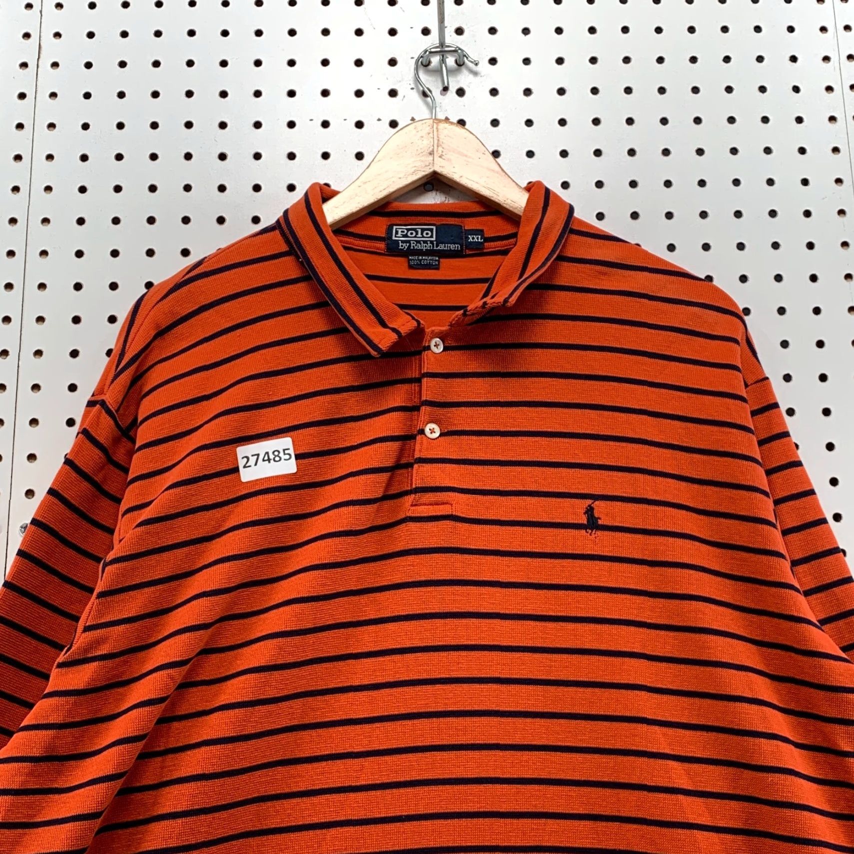 Polo Ralph Lauren VINTAGE Polo Ralph Lauren Shirt Striped Collared 2XL Orange Black Mens 26.5x31 Polo Shirt Size US XXL / EU 58 / 5 - 3 Thumbnail