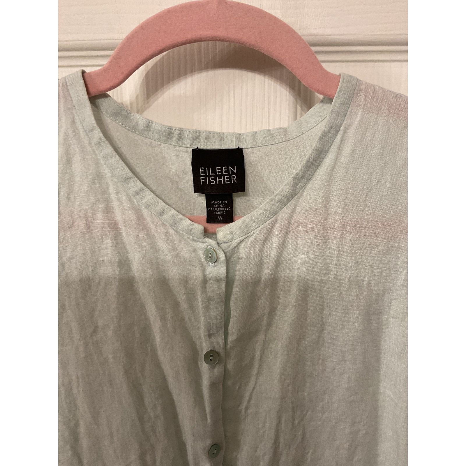 Eileen Fisher Eileen Fisher Irish Linen Mandarin Collar Button Down, M Size M / US 6-8 / IT 42-44 - 2 Thumbnail