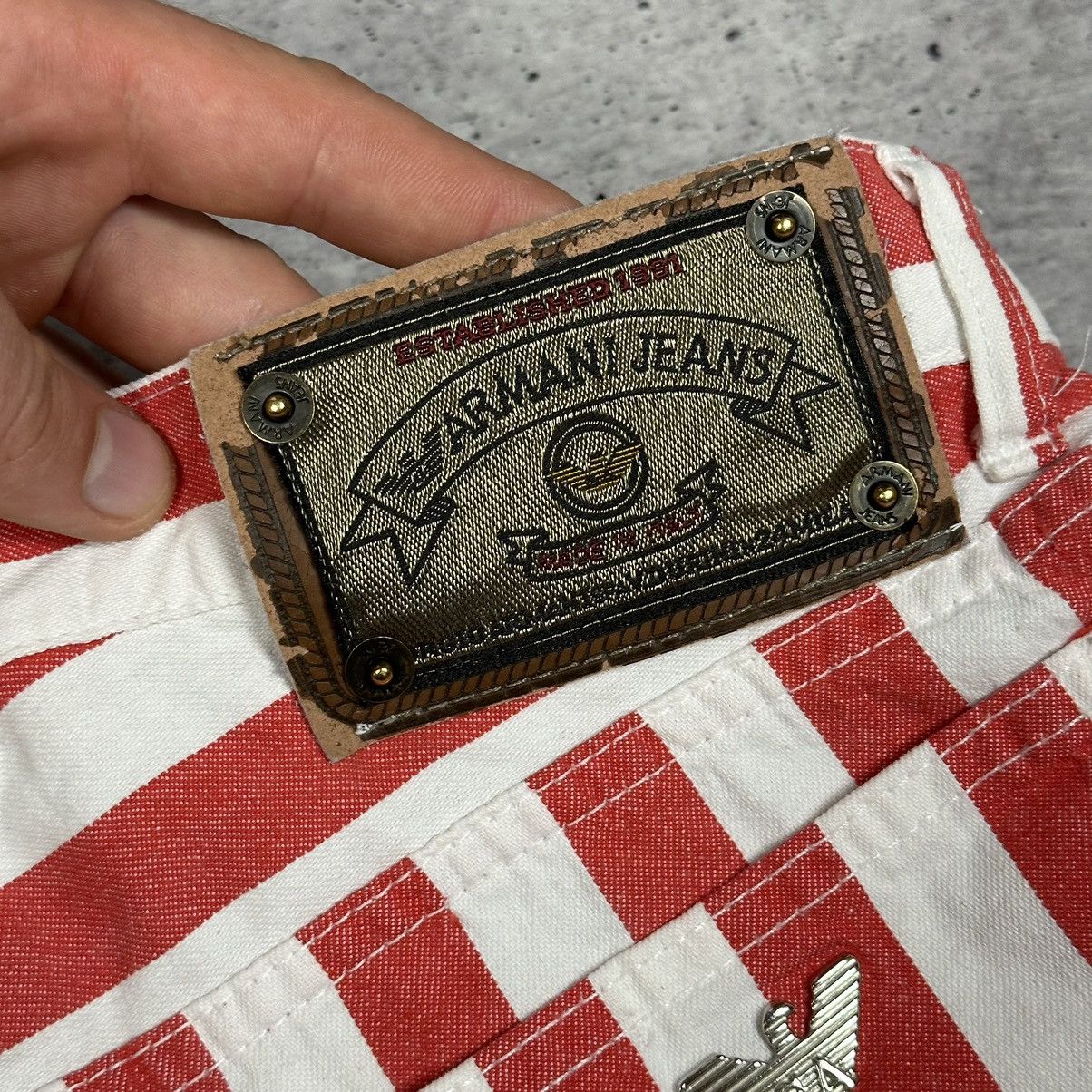 Armani × Vintage Armani Jeans Vintage Striper Red-White Metal Logo Women’s Size 29" - 14 Thumbnail
