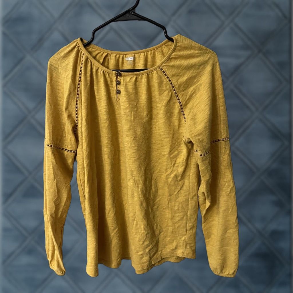 Old Navy VINTAGE Old Navy Long Sleeve Blouse Women's XXL Yellow Shirt Casual 2000s Size XXL / US 16-18 / IT 52-54 - 1 Thumbnail
