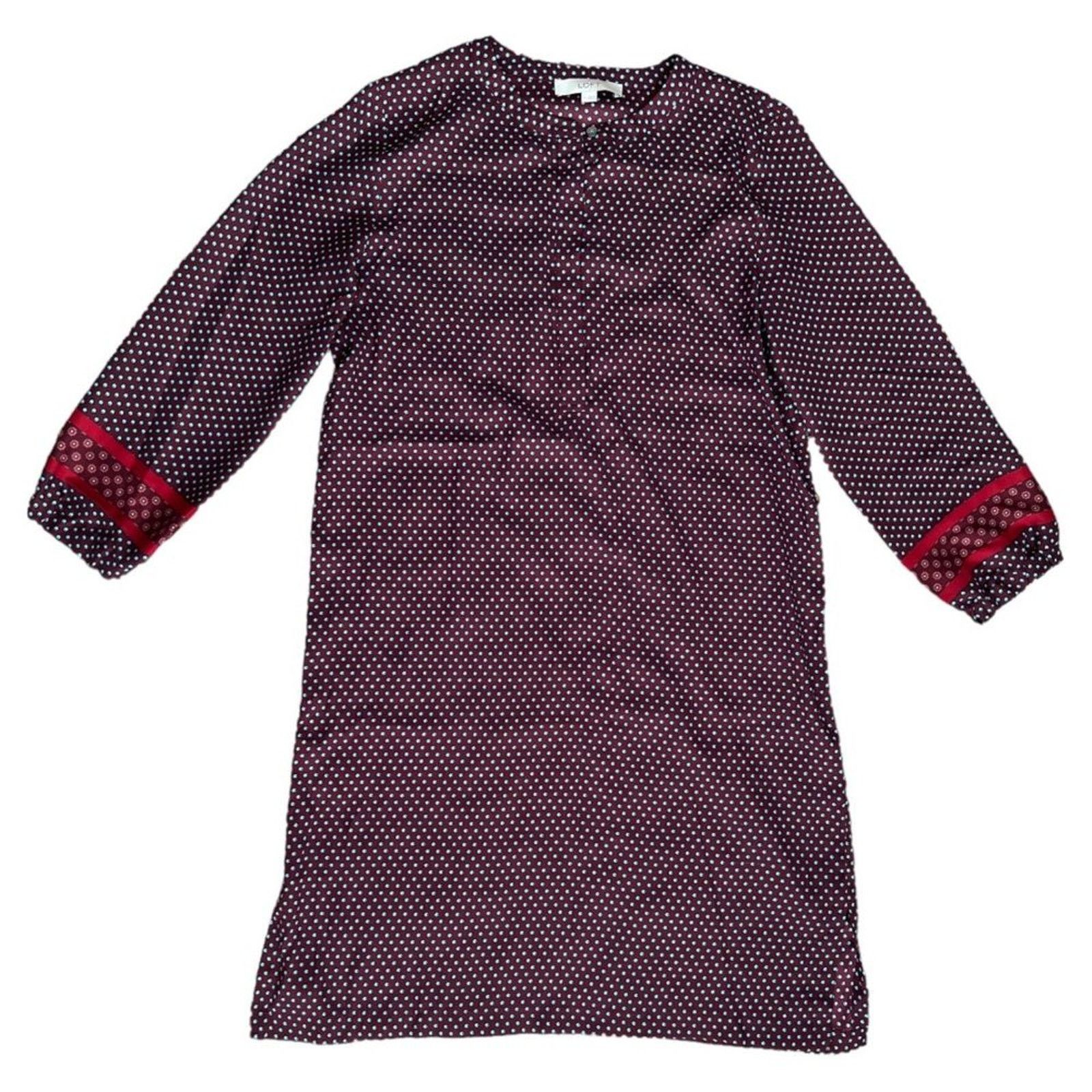 Ann Taylor Ann Taylor Loft Burgandy Printed Shift Dress, M Size M / US 6-8 / IT 42-44 - 1 Thumbnail