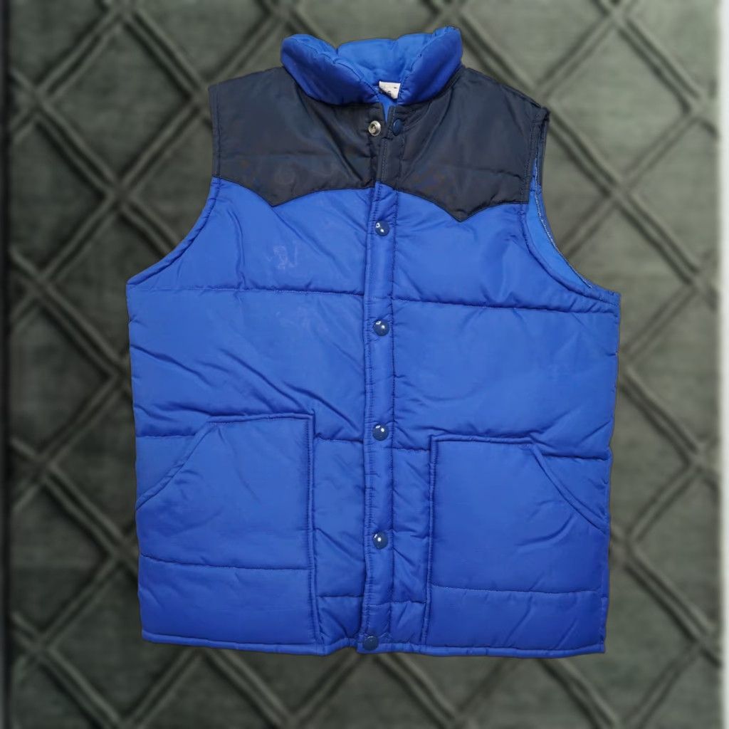 Wrangler Vintage Wrangler Rugged Wear Puffer Vest M Blue - USA, 80s, Western, Quilted, Snap Buttons, Insulated, Nylon/Softshell, Jacket Style Mens Vest Size US M / EU 48-50 / 2 - 1 Thumbnail
