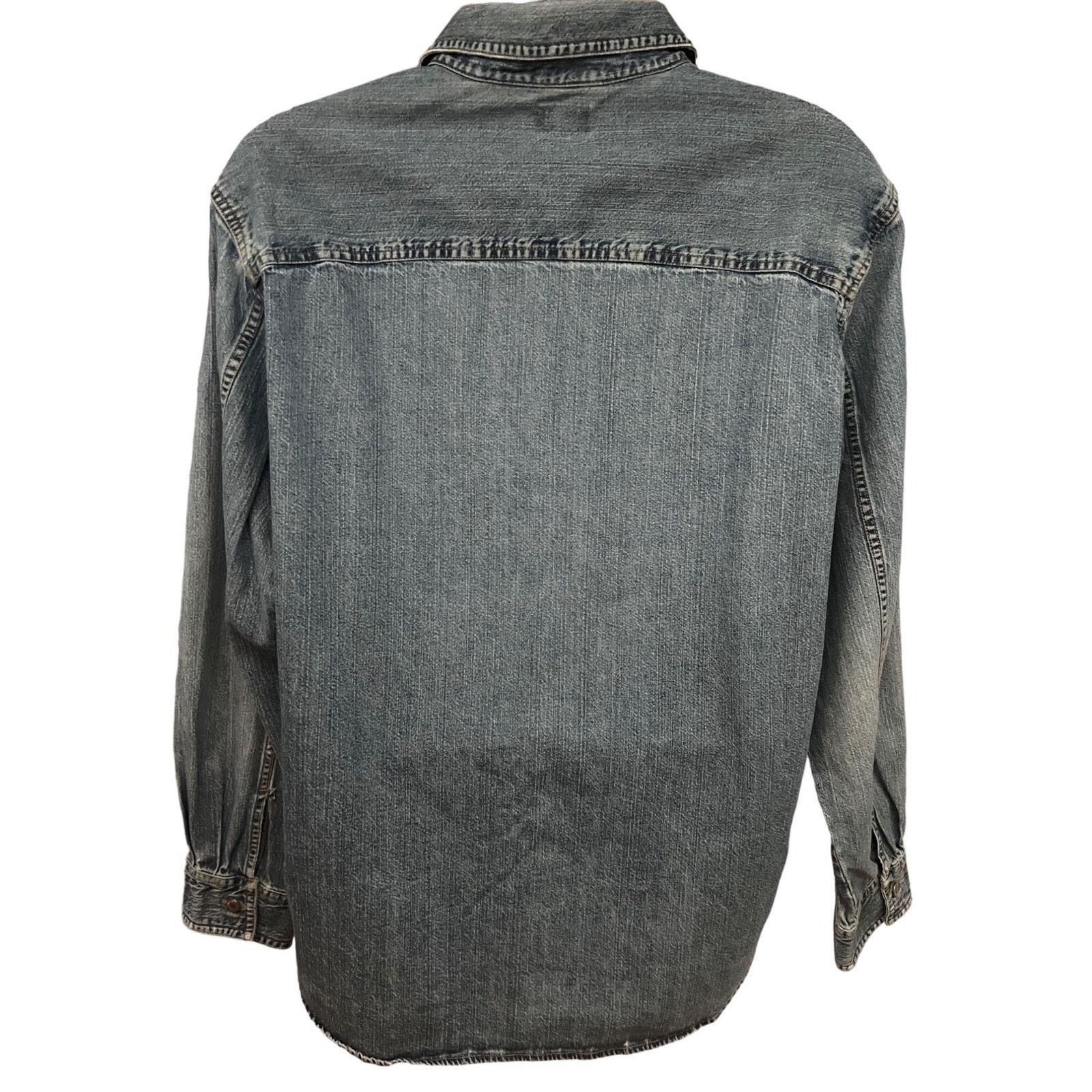 Levi's Levis Blue Relaxed Distressed Denim Button Shirt L Pockets Size US L / EU 52-54 / 3 - 2 Thumbnail
